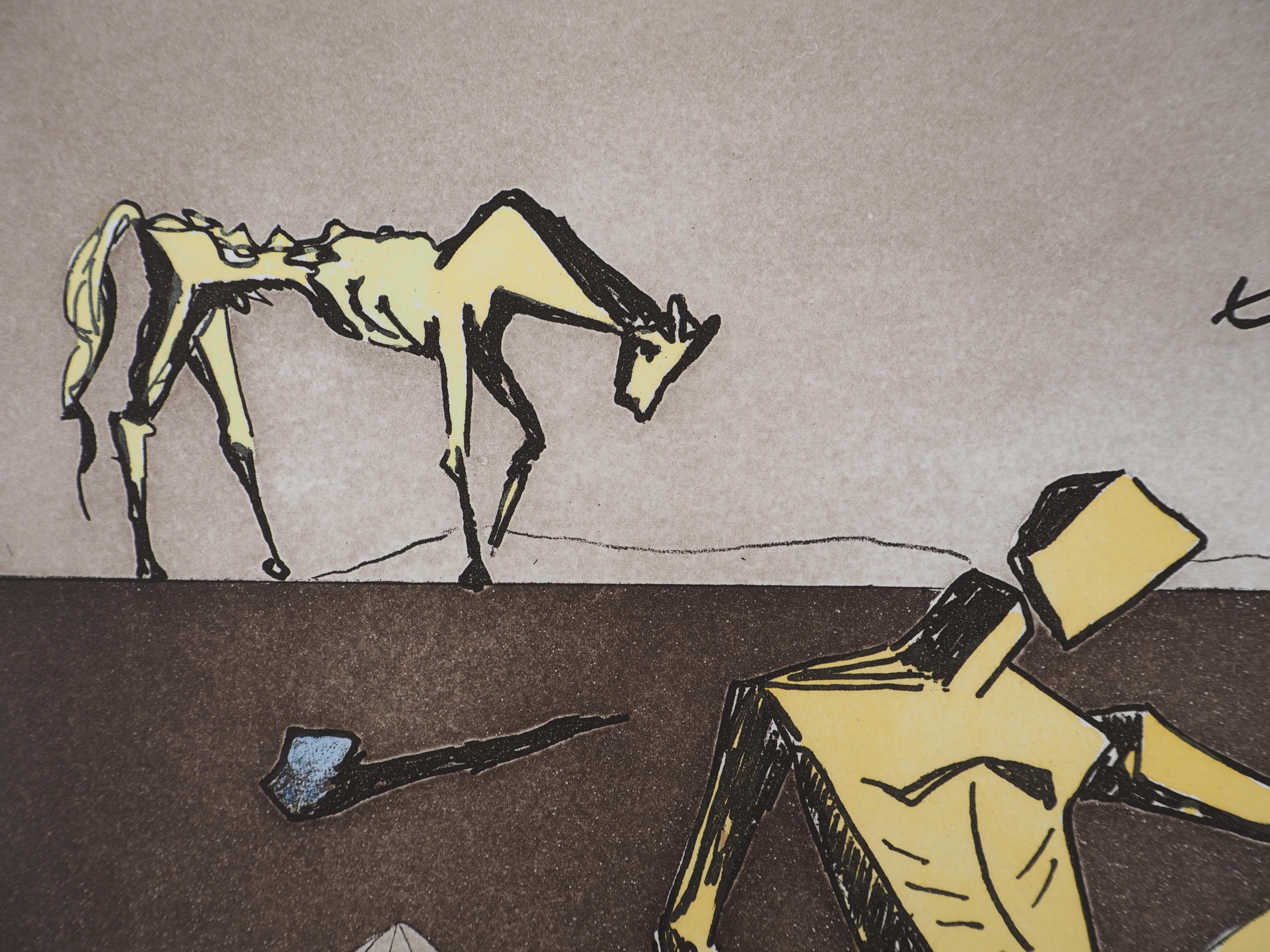 Salvador DALI (1904-1989)
Don Quijote : le miroir de la chevalerie, 1980

Gravure originale avec aquatinte
Hansigné au crayon
Numéroté / 125
Sur vellum d'Arches 76 x 56.5 cm (c. 30 x 22 in)
Authentifié par le cachet de l'éditeur 

REFERENCES :
-