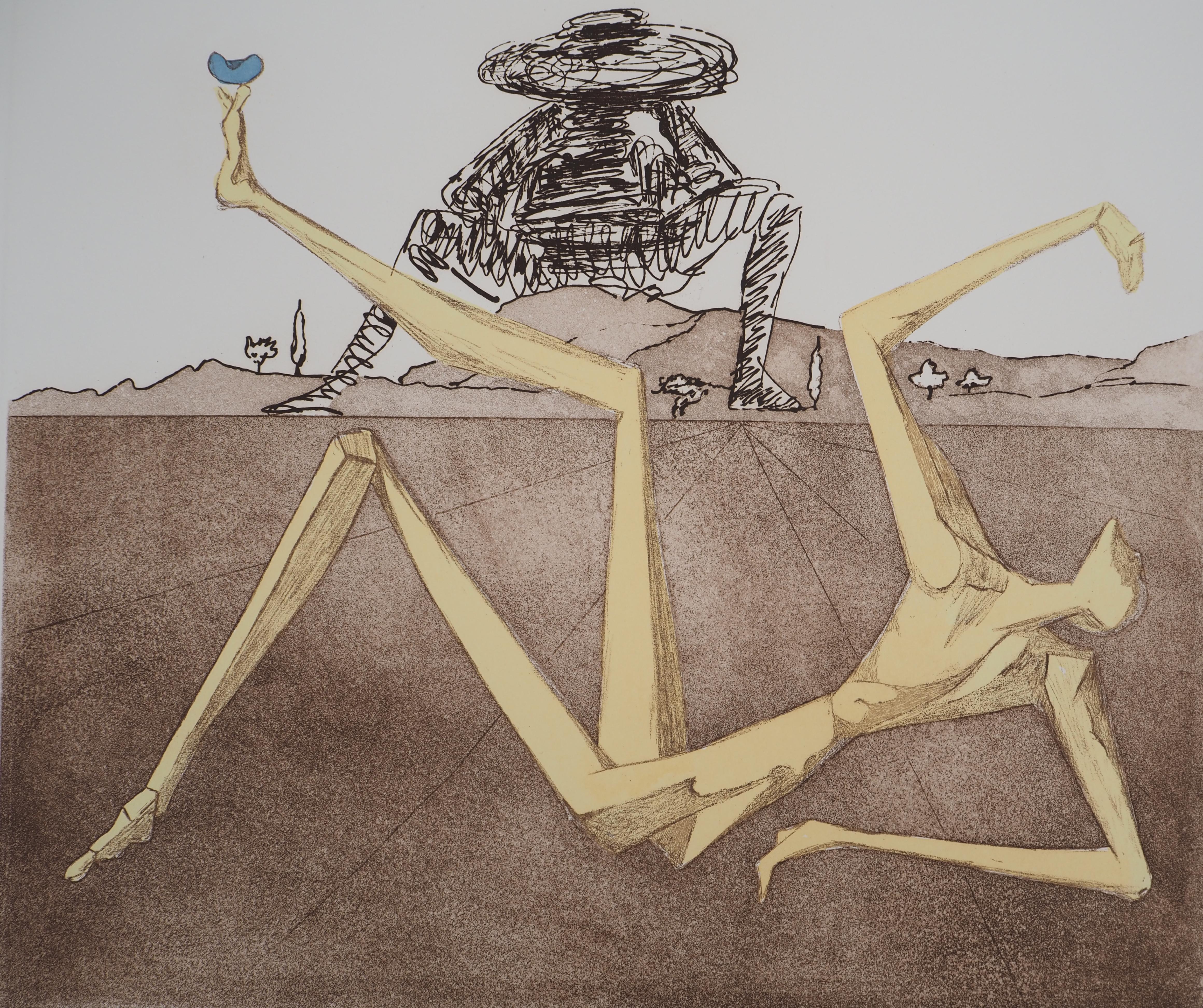Don Quijote : The Heart of Madness - Original etching, Handsigned (Field #80-1J) - Surrealist Print by Salvador Dalí