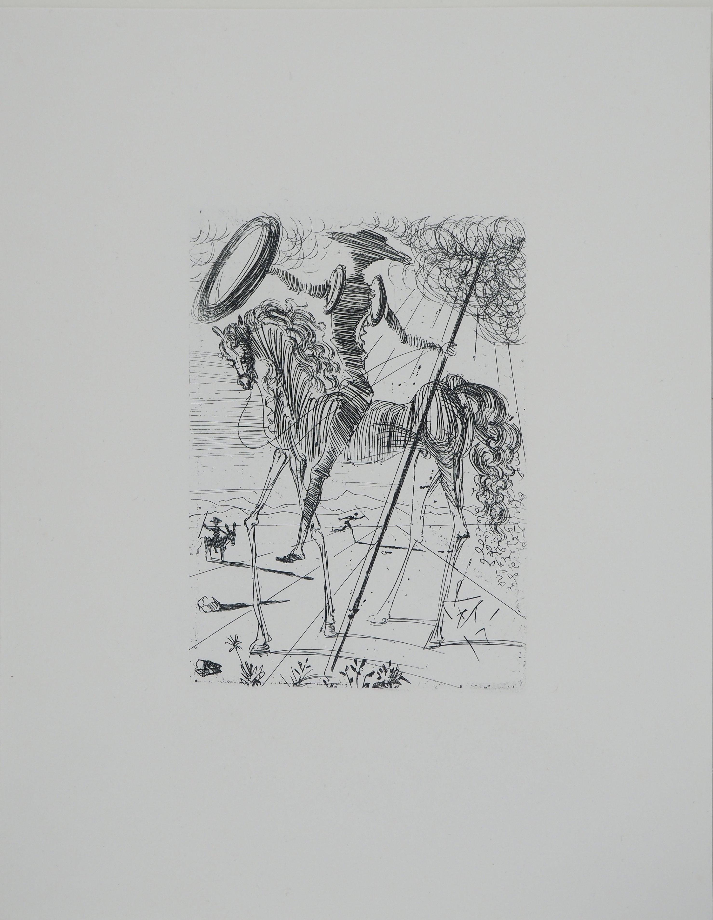 Don Quixote - Eau-forte originale (feuille n° 65-7D) - Moderne Print par Salvador Dalí