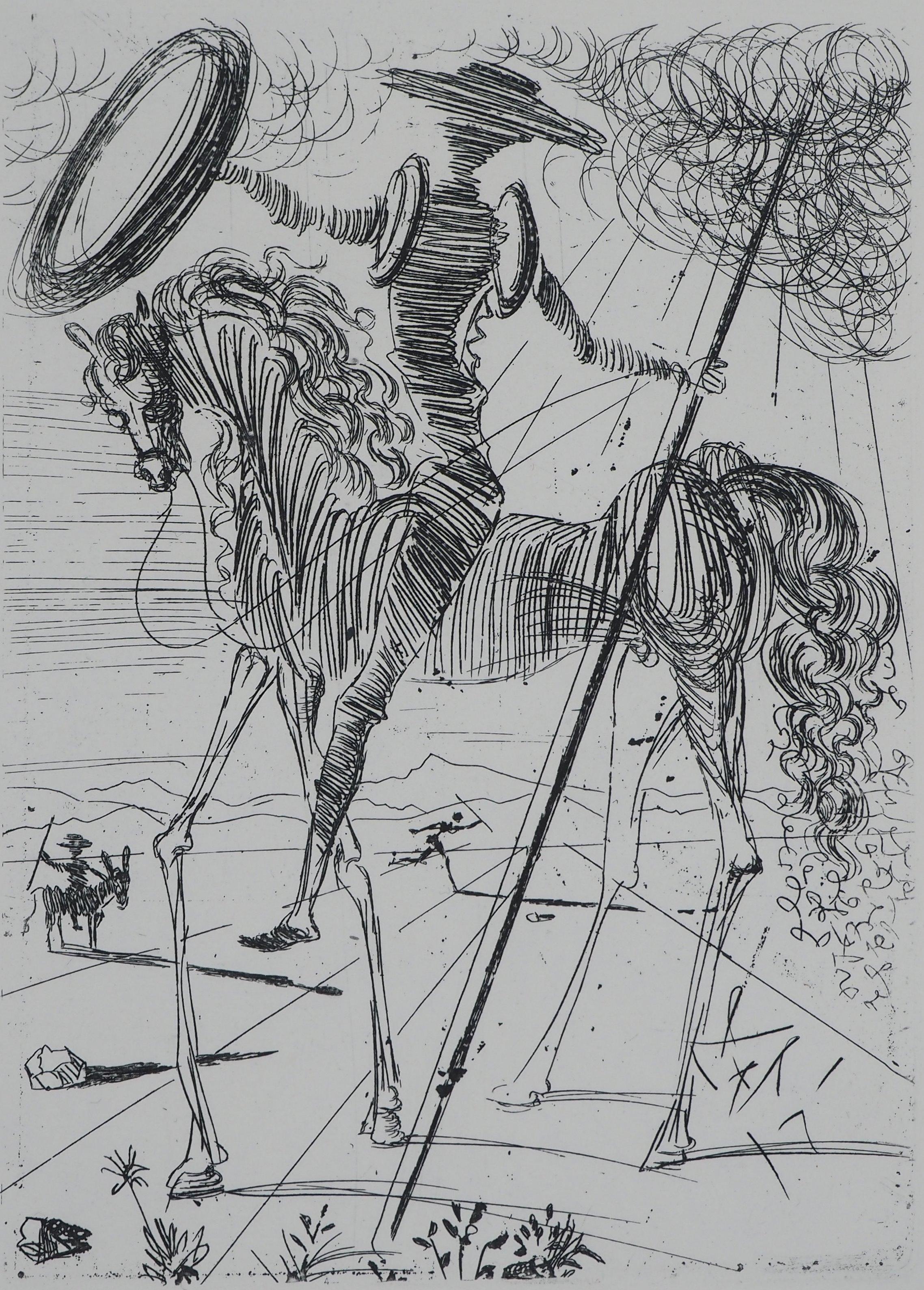 Figurative Print Salvador Dalí - Don Quixote - Eau-forte originale (feuille n° 65-7D)