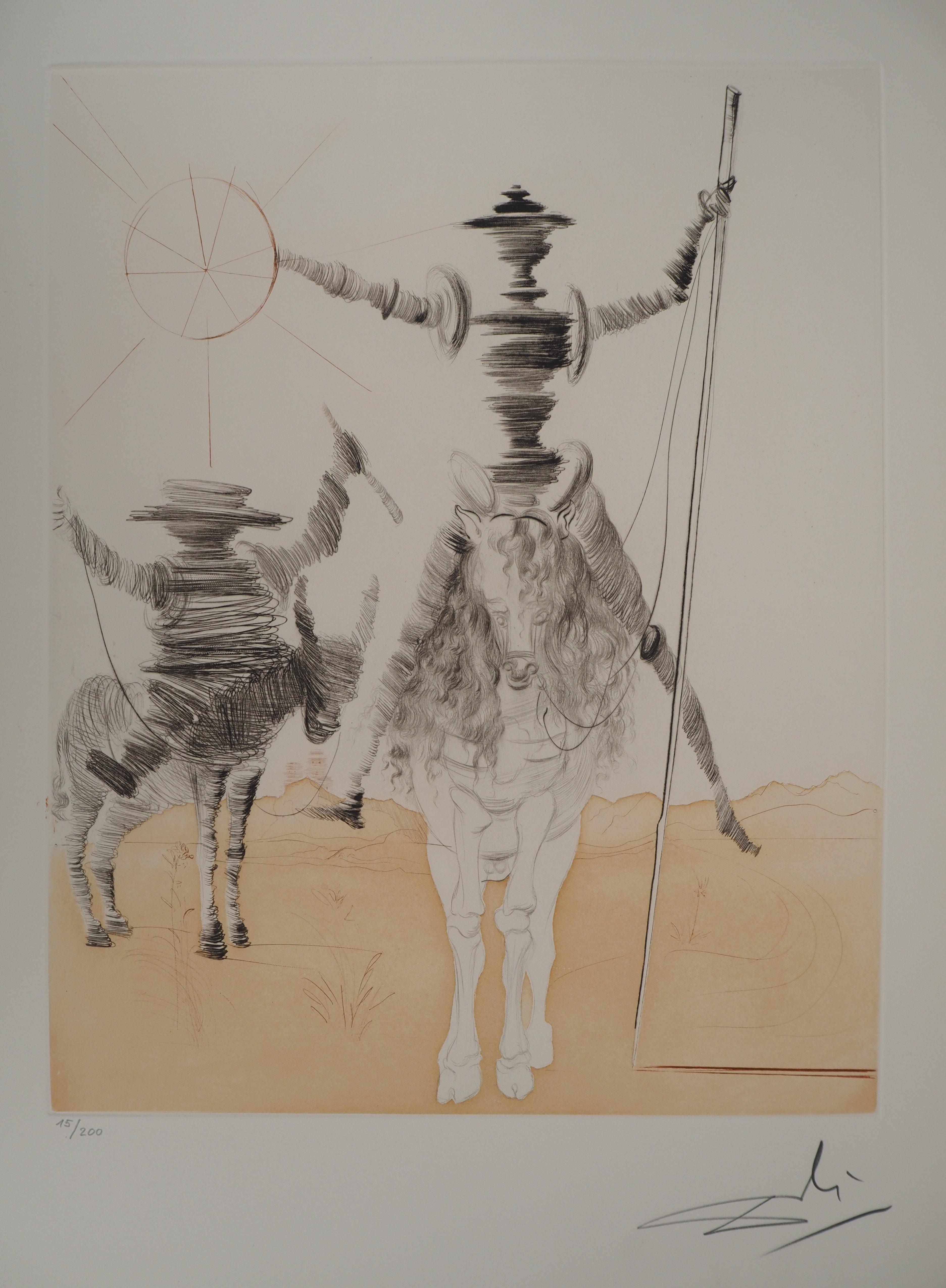 Don Quijote - Grabado original FIRMADO A MANO y Numerado / 200 (Campo #68-1) - Print Moderno de Salvador Dalí