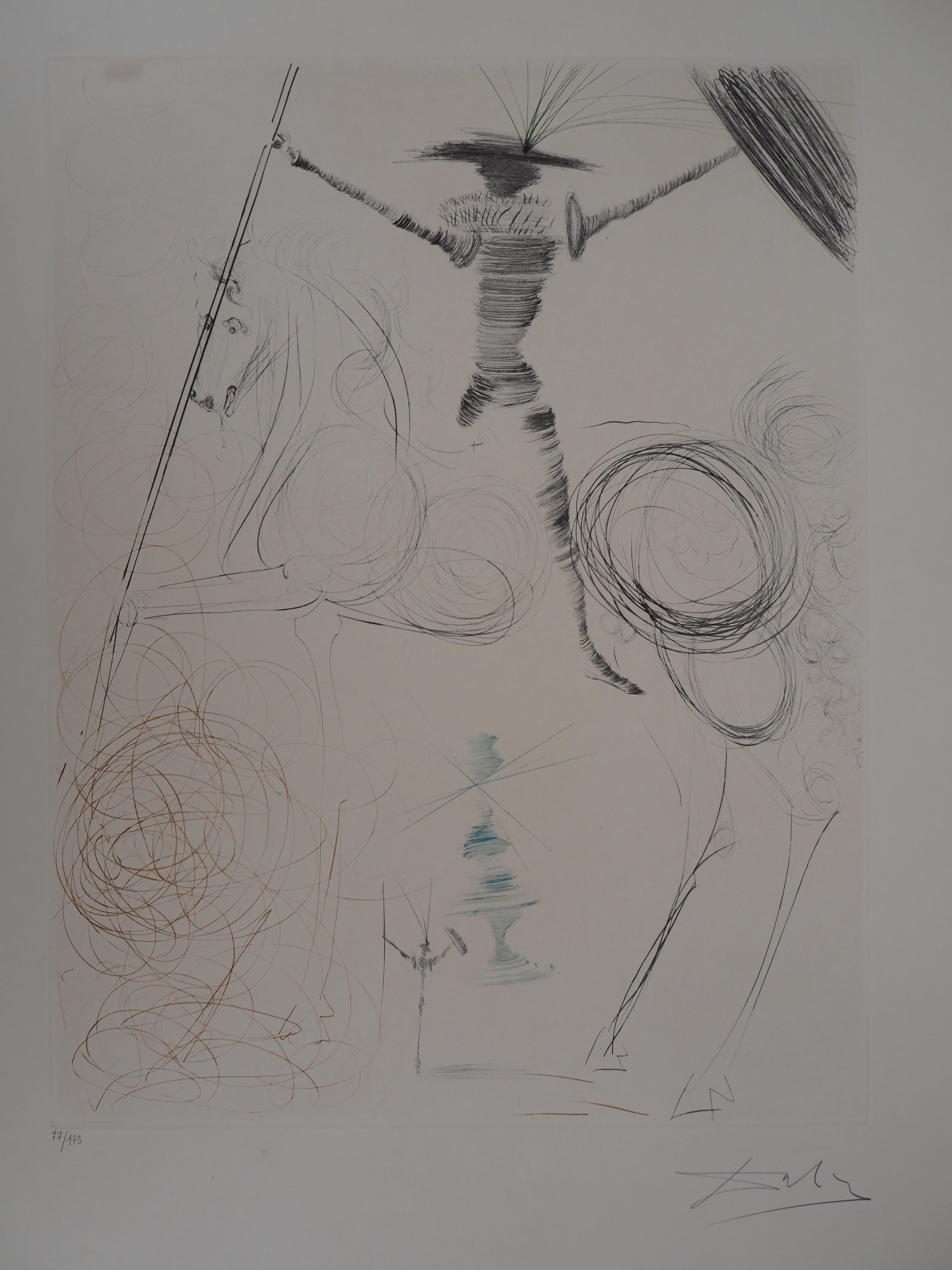 Don Quixote & Sancho Panza - Two original etchings, Handsigned (#Field 71-7) - Print by Salvador Dalí