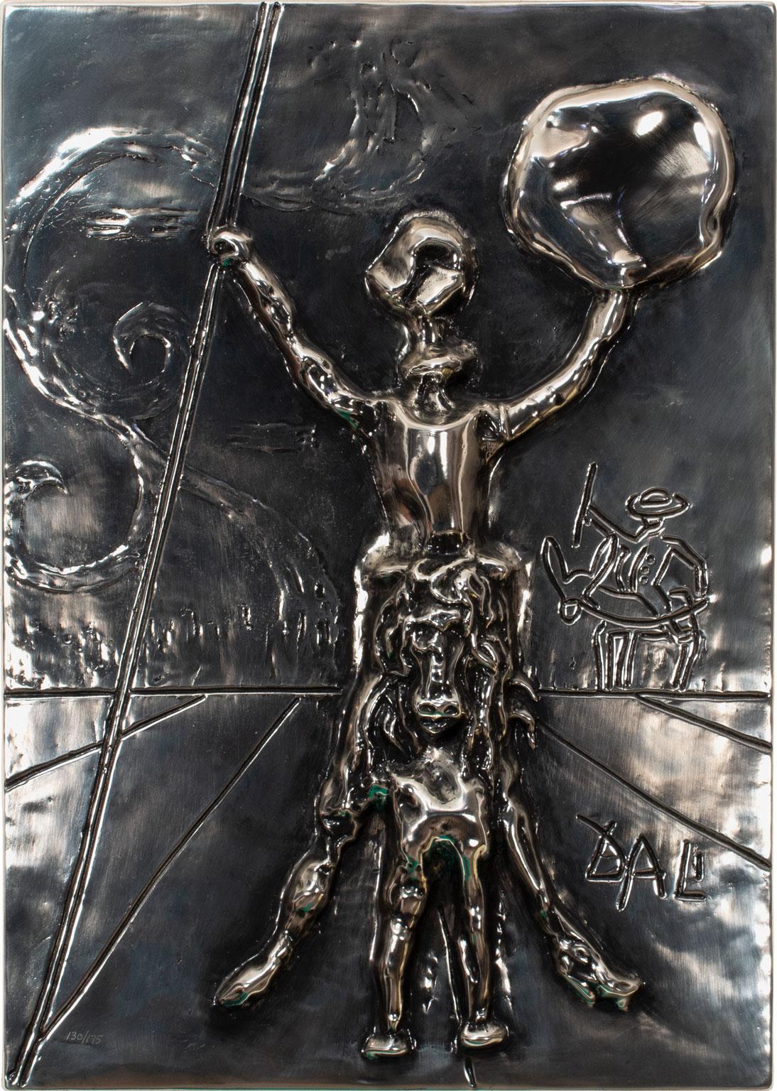 "Don Quixote" [Silver Edition] Bas Relief Sculpture with Case by Salvador Dalí