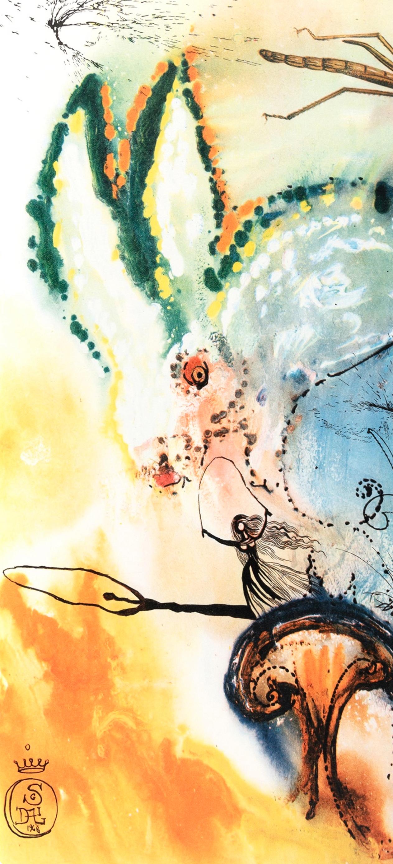 Down the Rabbit Hole (Field 69-5, A-M), Alice's Adventures in Wonderland - Beige Abstract Print by Salvador Dalí