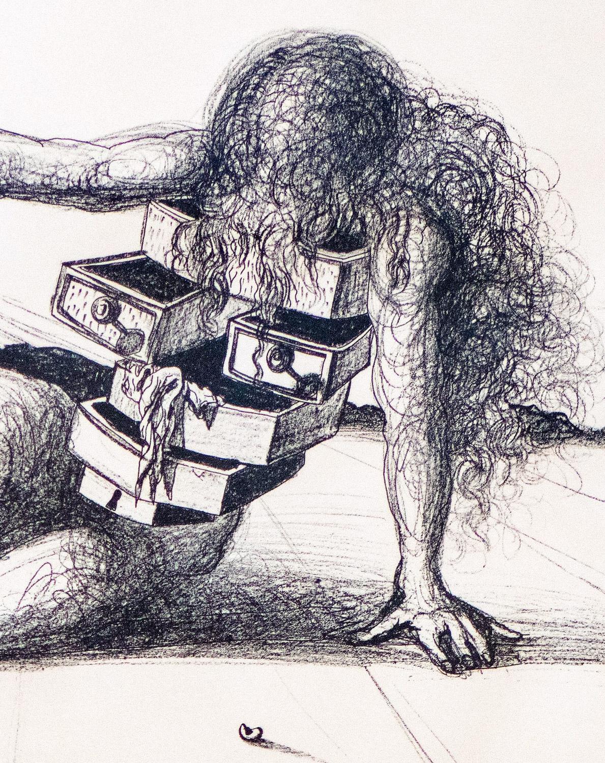 CASSETTI DELLA MEMORIA ORIGINALE 1965 RARA LITOGRAFIA DI SALVADOR DALI - Print Surrealismo di Salvador Dalí