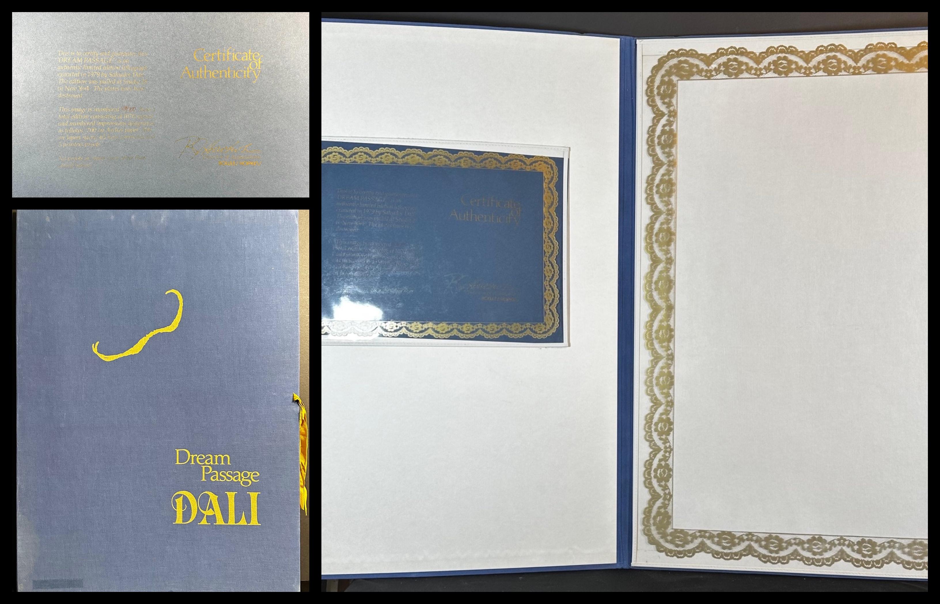 ARTISTA: Salvador Dalì

TITOLO: Passaggio da sogno

MEDIO: Litografia

FIRMATO: Firmato a mano da Salvador Dalì

EDITORE: Levine and Levine per DALART

MISURE: 21.6