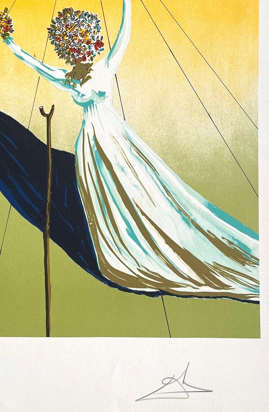 DREAM PASSAGE Signed Lithograph on Arches Paper, Surrealist Female Portrait - Print by Salvador Dalí