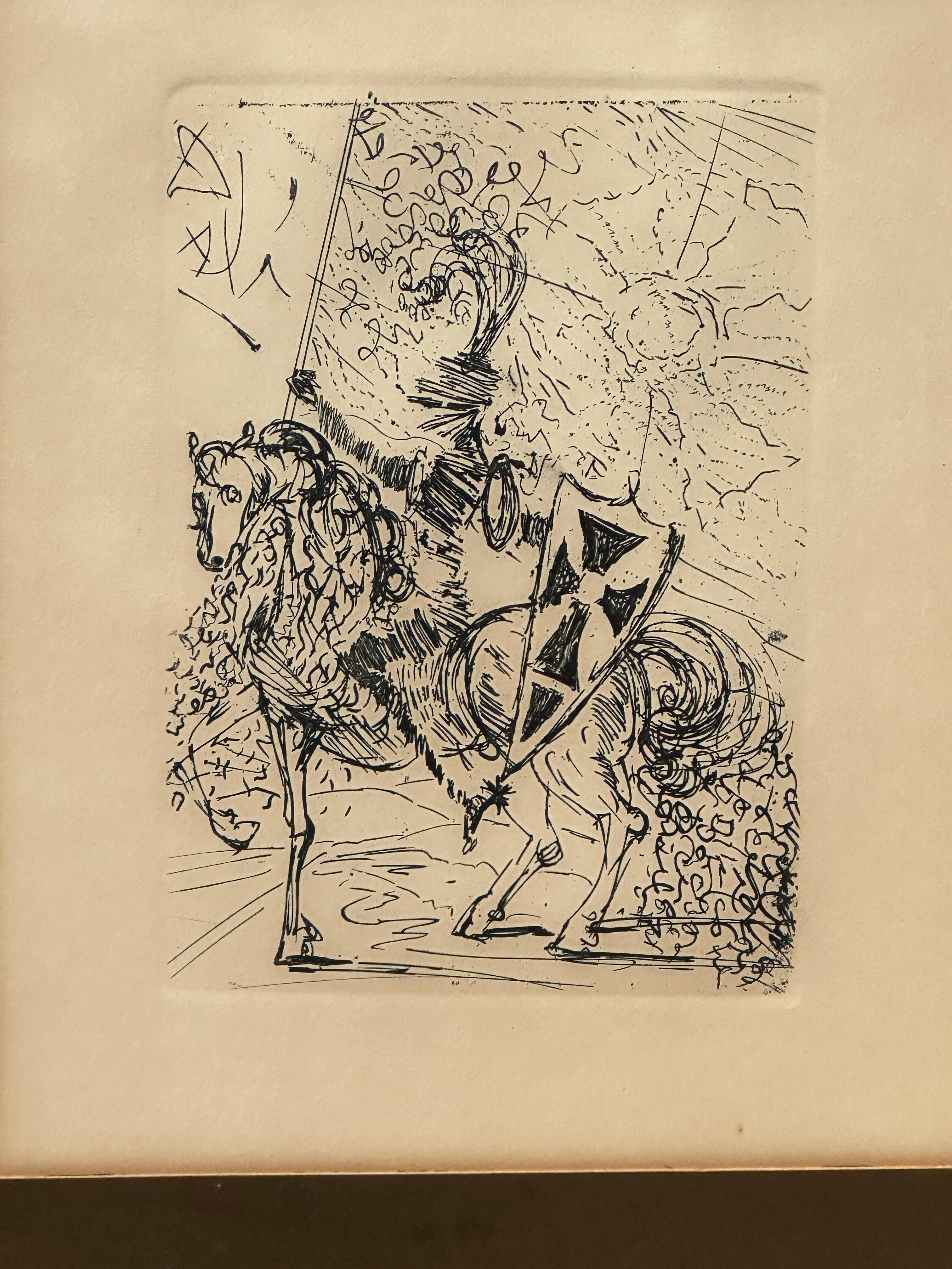 El Cid, Cavaliere a cavallo, acquaforte di Salvador Dalì - Print di Salvador Dalí