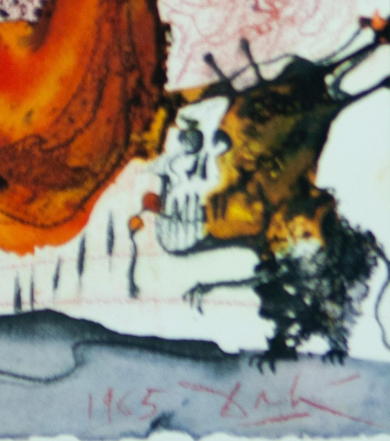 Elijah par un tourbillon sur un chariot de feu de Biblia Sacra par Salvador Dali - Surréalisme Print par Salvador Dalí