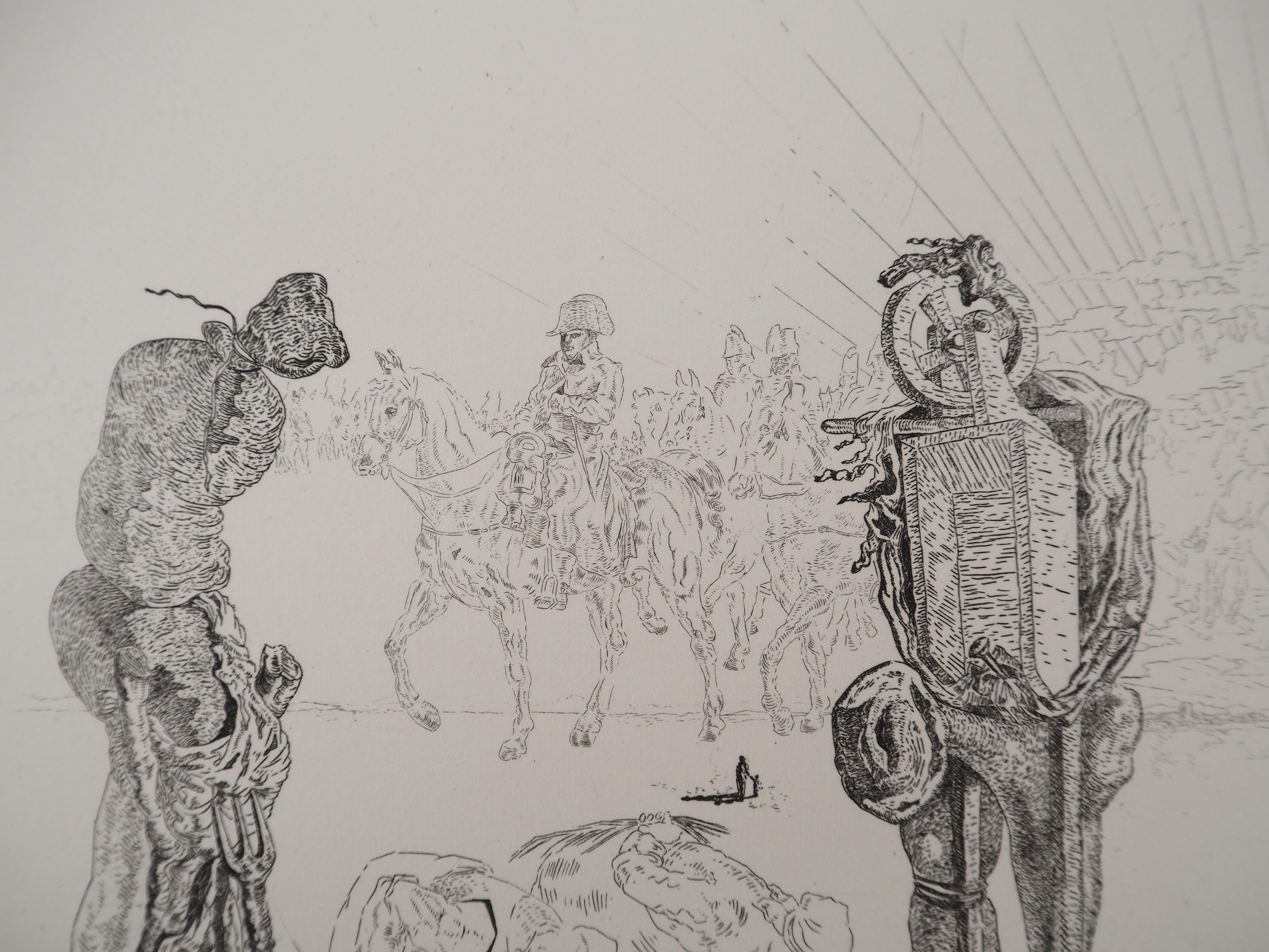 Emperor : Napoleonic Troops Passing Through - Original etching, HANDSIGNED For Sale 3