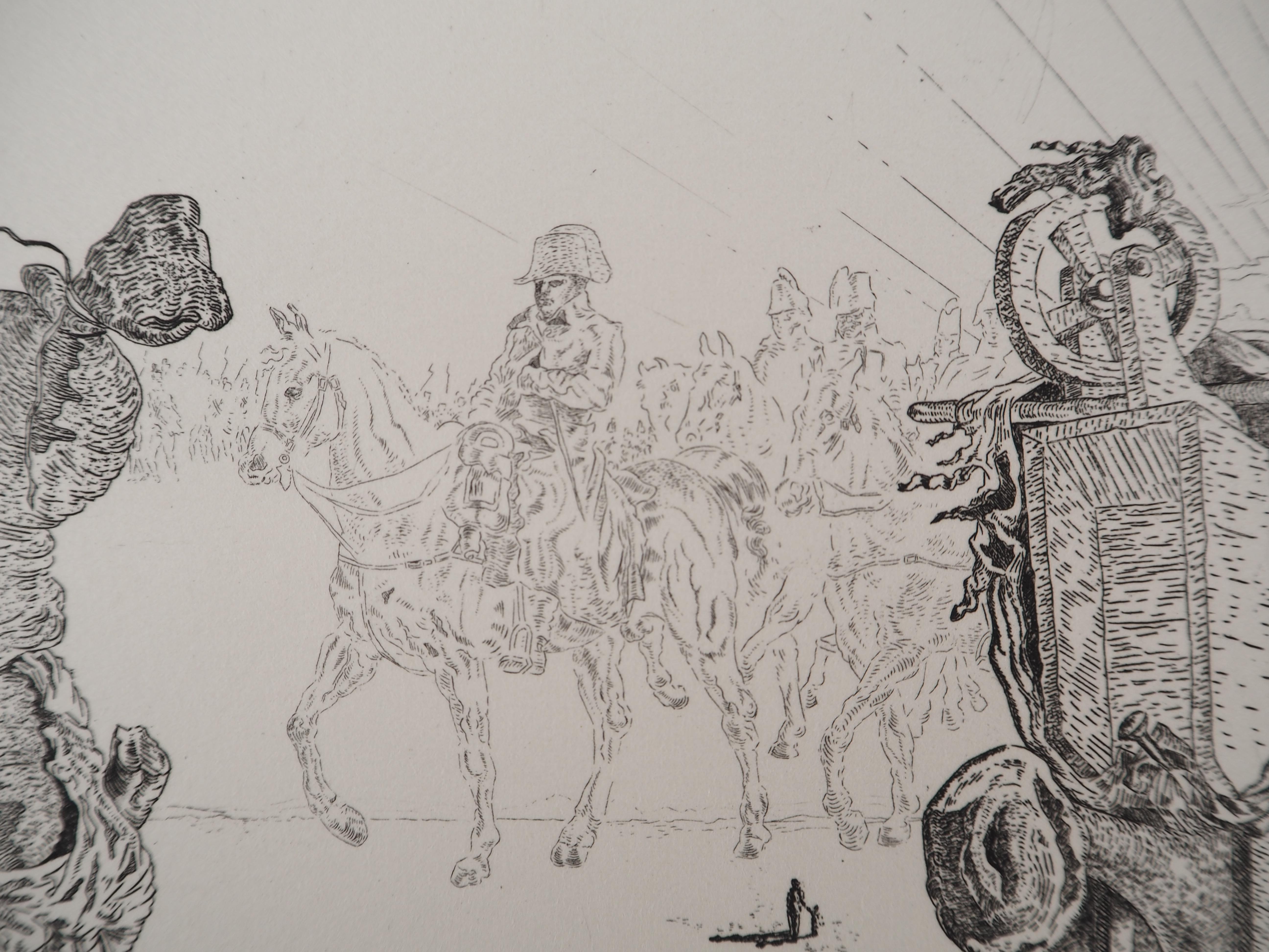 Emperor : Napoleonic Troops Passing Through - Original etching, HANDSIGNED For Sale 4