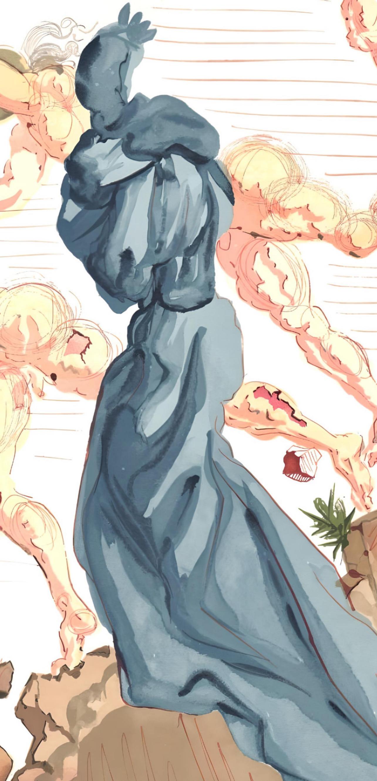 L'Enfer XV (Feld 189-200; M/L 1039-1138), La Divine Comédie (Beige), Figurative Print, von Salvador Dalí