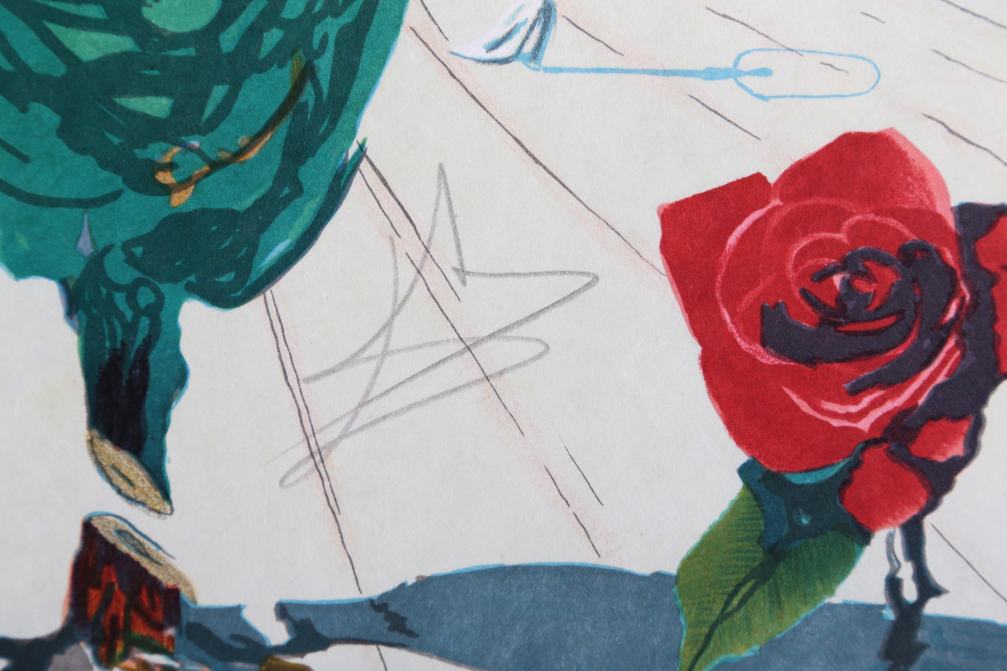 Enigma of the Rose (Death), Surrealist Lithograph by Salvador Dalí­ For Sale 1