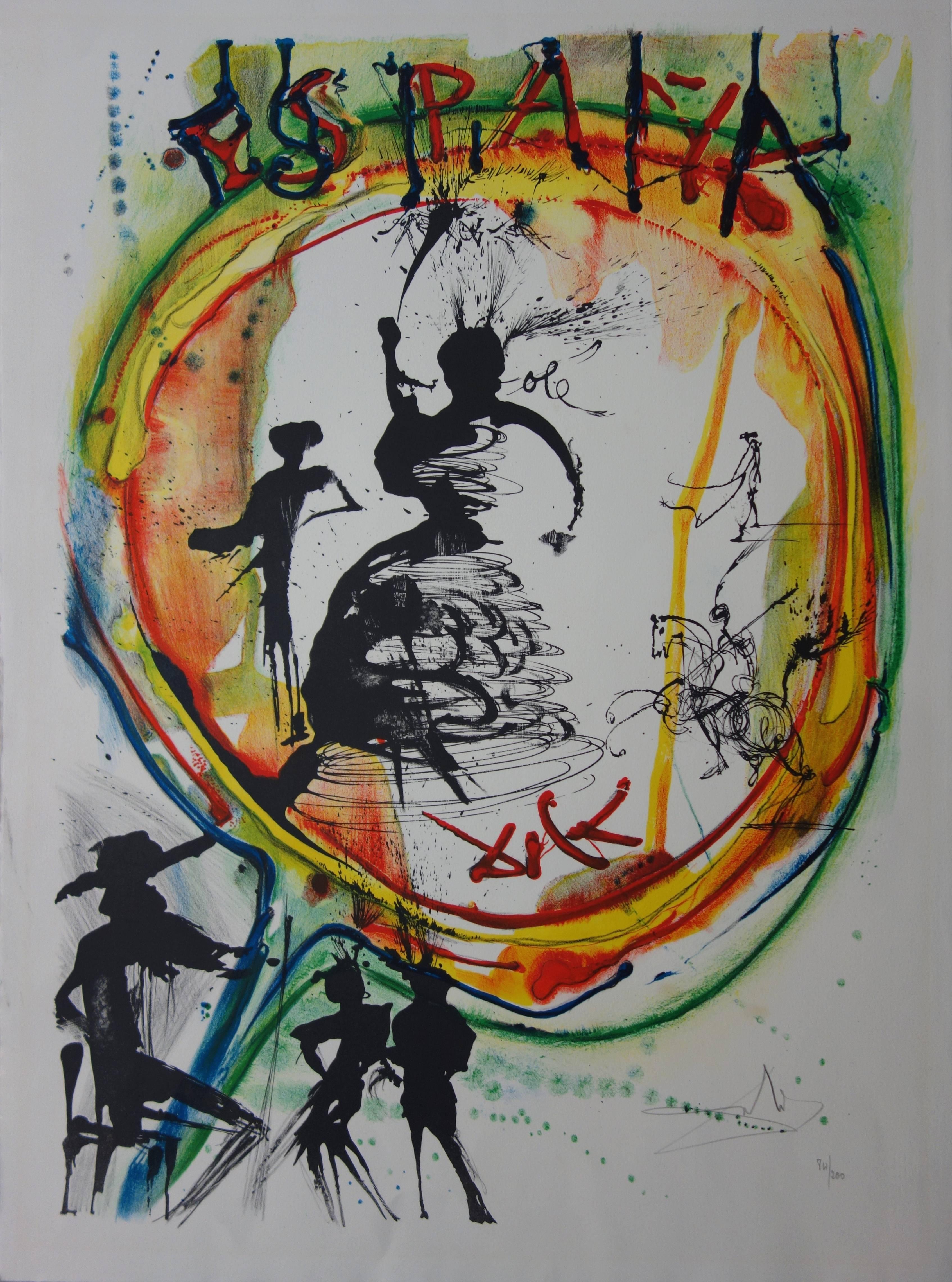 Salvador Dalí Figurative Print - Espana (Flamenco & Torero) - Handsigned lithograph - 200 copies