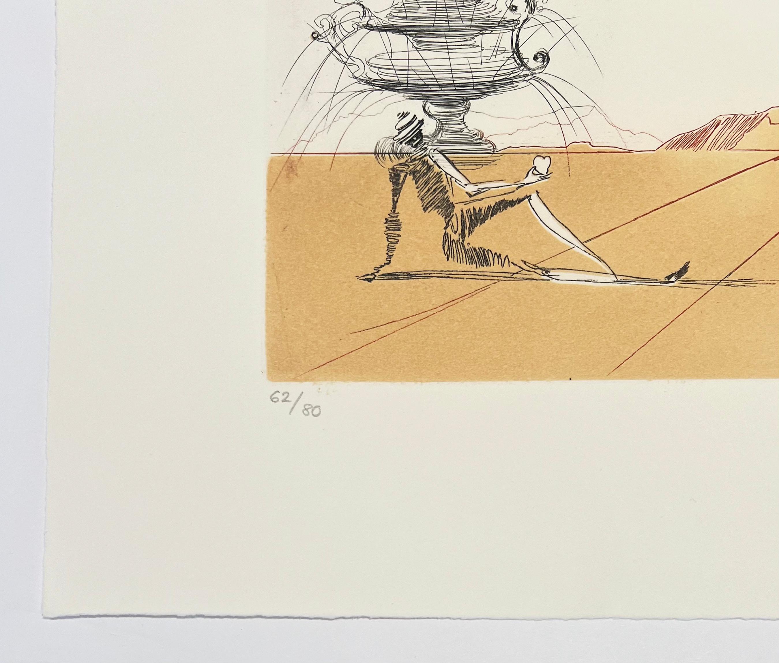 Artist: Salvador Dali
Title: Fantasmes de la plaine d'Ampurdam from begonia
Portfolio: Neuf Paysages
Medium: Etching
Year: 1980
Edition: 62/80
Sheet Size: 19 7/8