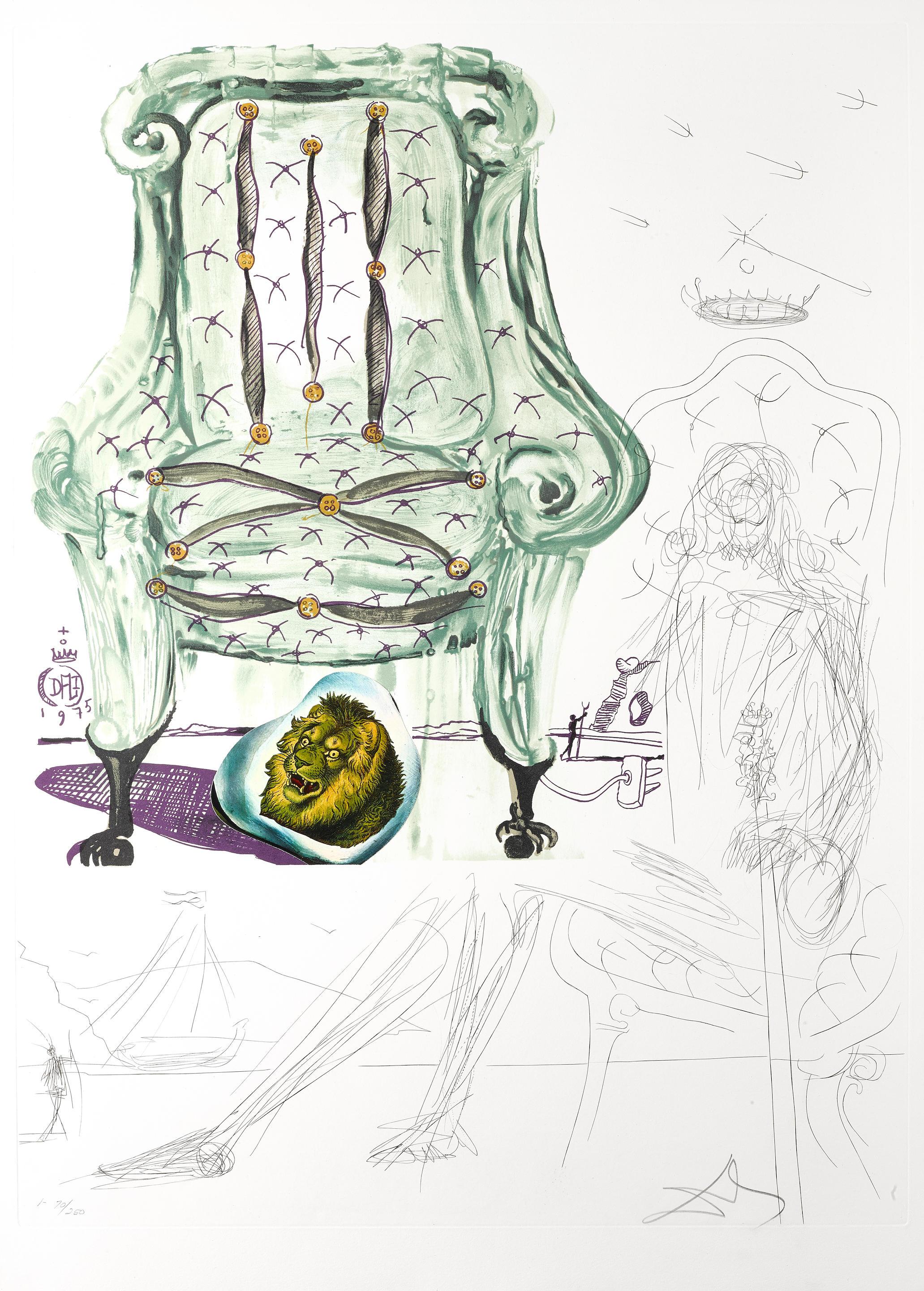 Salvador Dalí Landscape Print - Fauteuil à respirer pneumatique (M/L 822-831; Field 75-13)