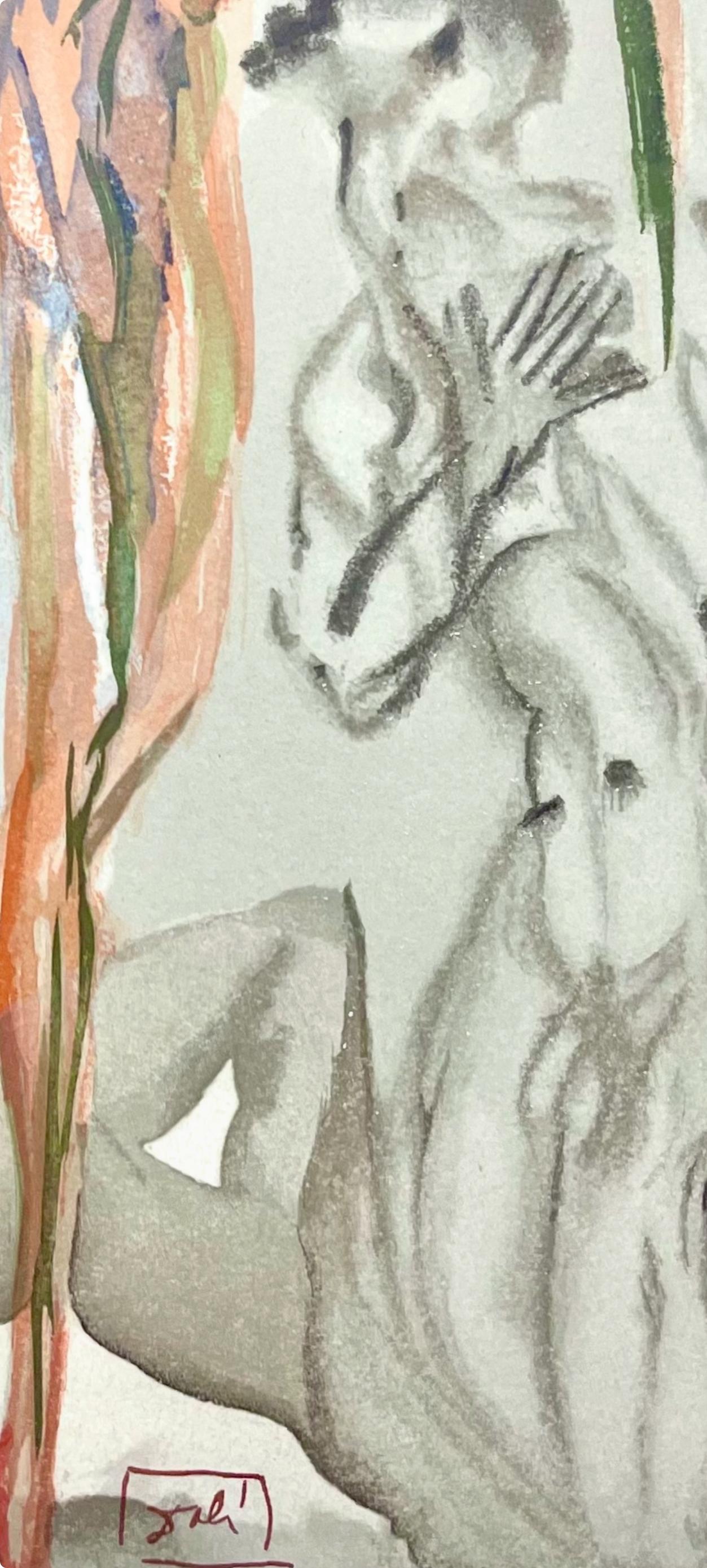 Fegefeuer XXXII (Campo 189-200; M/L 1039-1138), Die Göttliche Komödie - Figurative Print Beige di Salvador Dalí