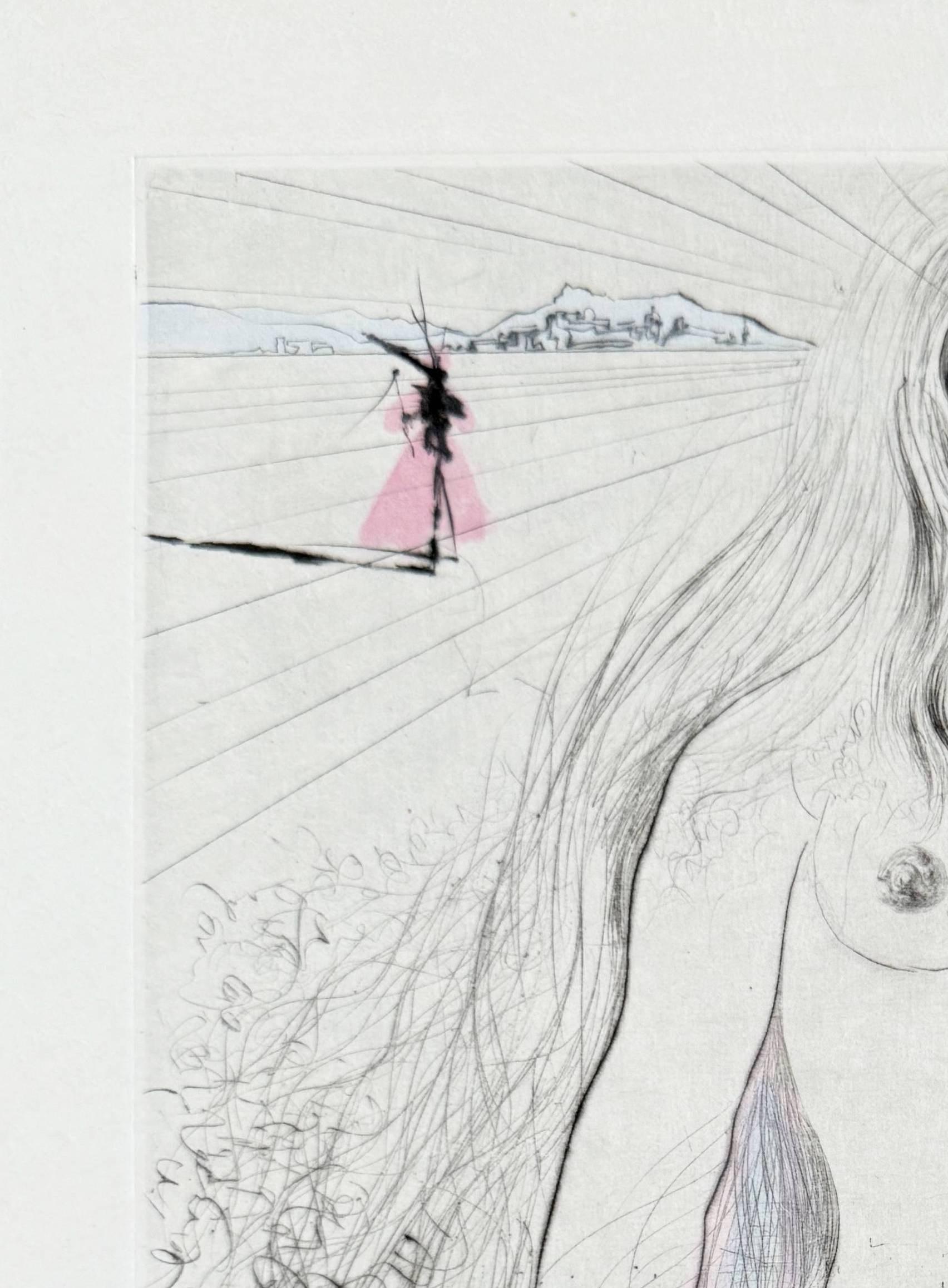 Femme à cheval - Gray Print by Salvador Dalí