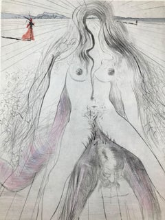 Salvador Dalí - Women on Horseback - hand watercolored drypoint etching - 1969