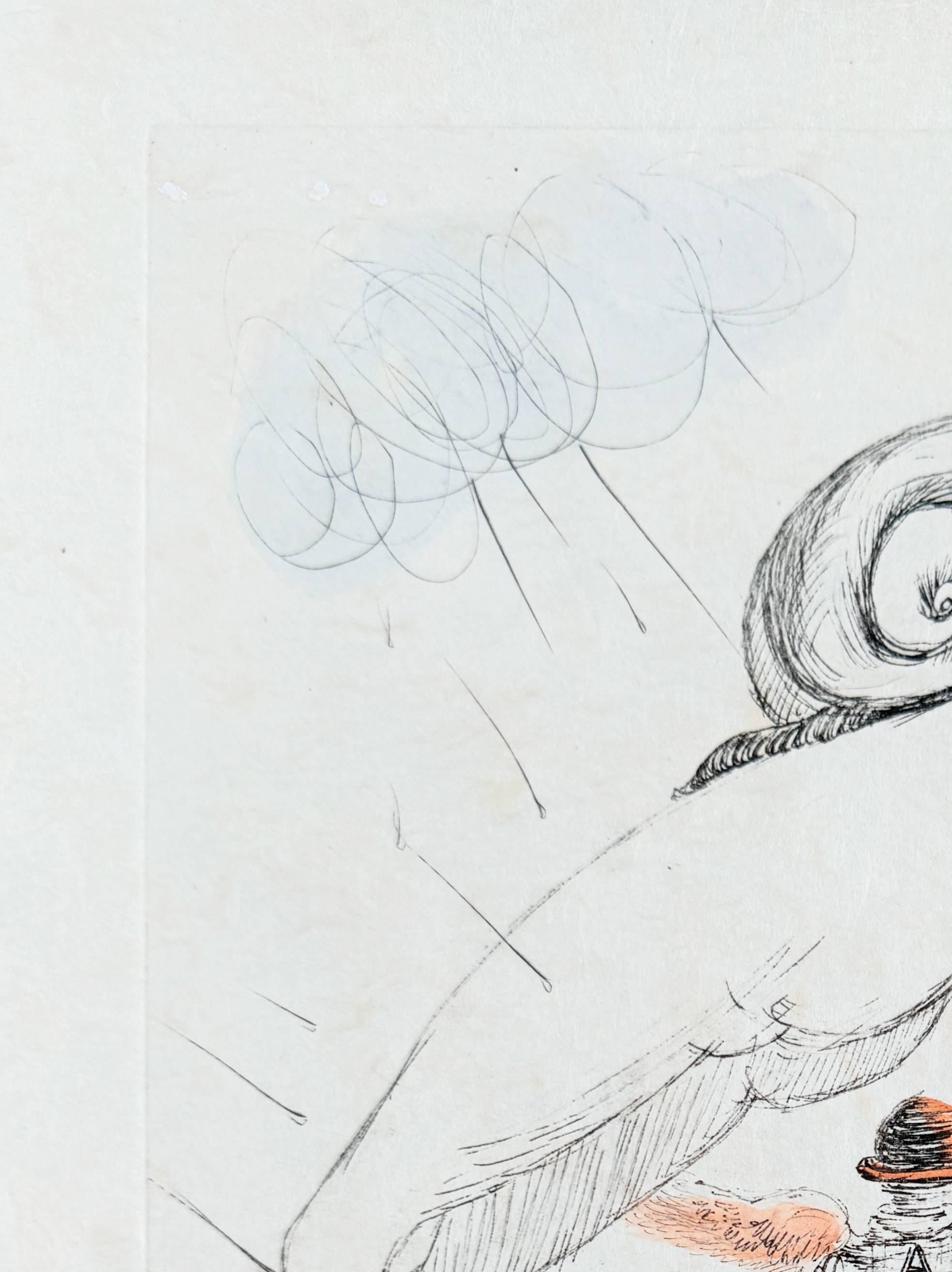 Femme à l'escargot - Gray Print by Salvador Dalí