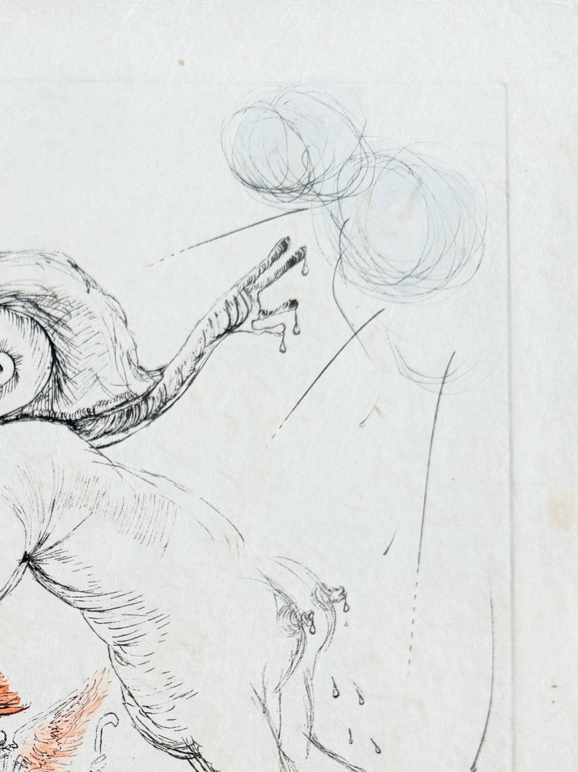 Salvador Dali (1904-1989) - Femme à l'escargot

Etching from 1967.

The edition of 122/145 on Japan paper.
Enhanced with watercolor..

Dimensions of work: 38 x 28.5 cm.

Hand signed.

Publisher: Graphik Europa Anstalt.

Reference: Michler/Löpsinger