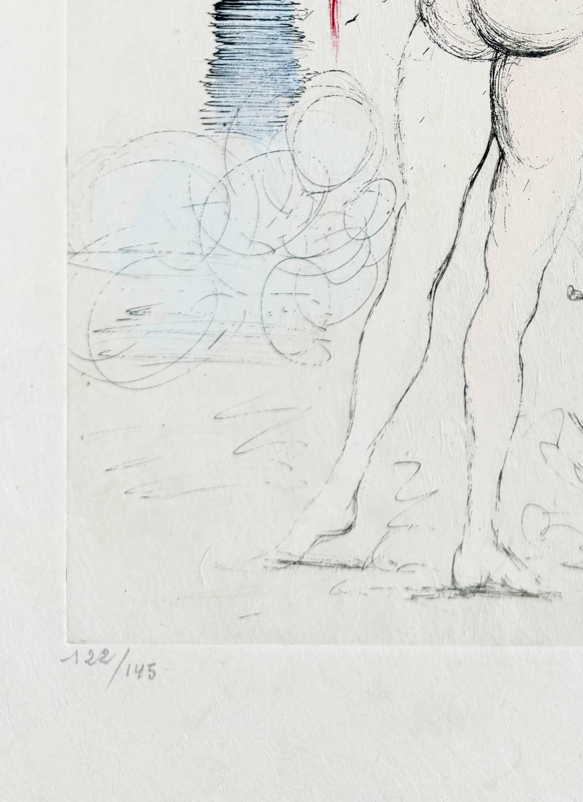Frau, Pferd und Tod (Grau), Print, von Salvador Dalí