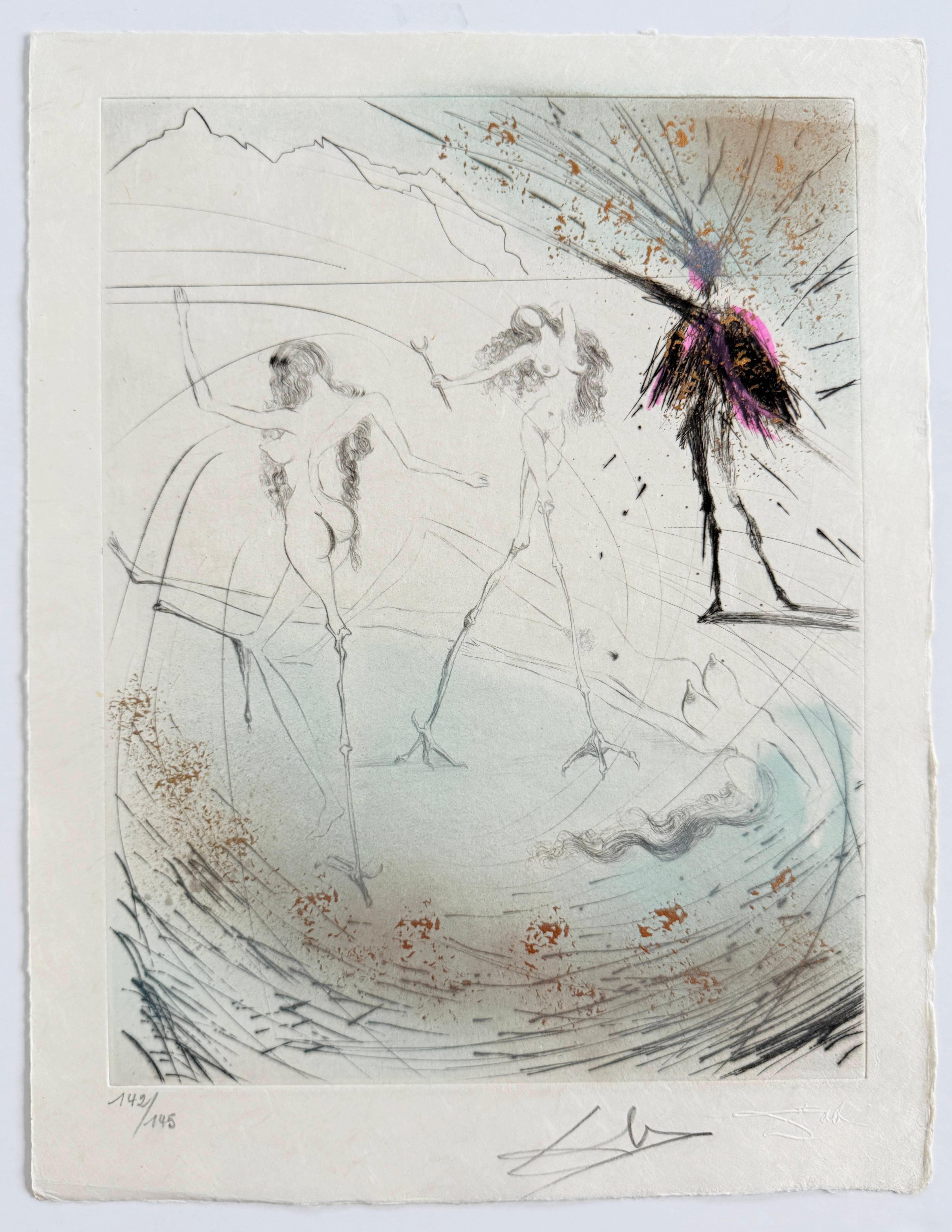 Femmes poules (Hen Women) - Gray Print by Salvador Dalí