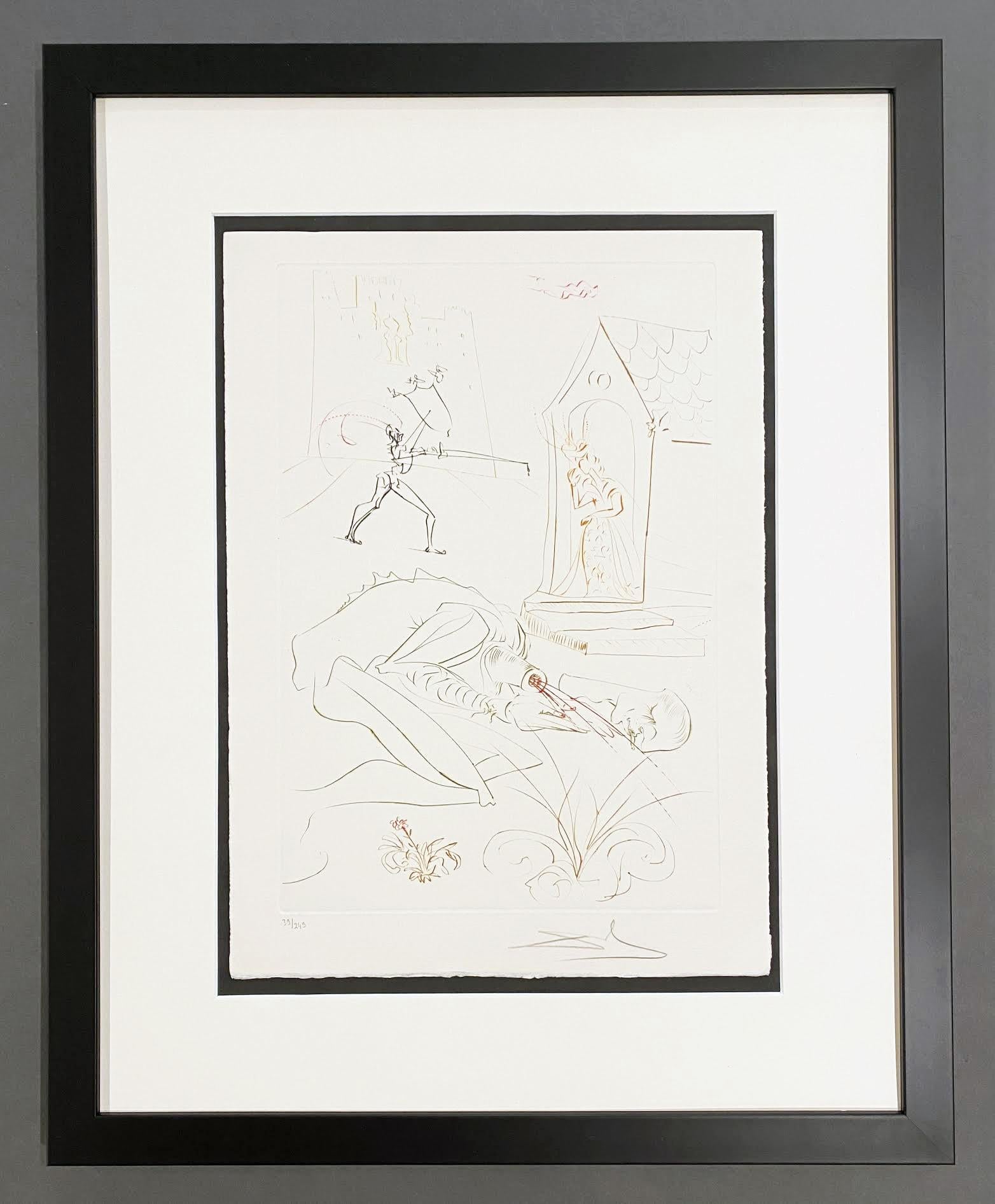 Fight Before la Dame de Malehout, aus der Quest for the Grail  – Print von Salvador Dalí