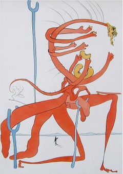 Figure Rouge avec Portrait de Quevedo Ltd Ed Salvador Dali - FULLY AUTHENTICATED