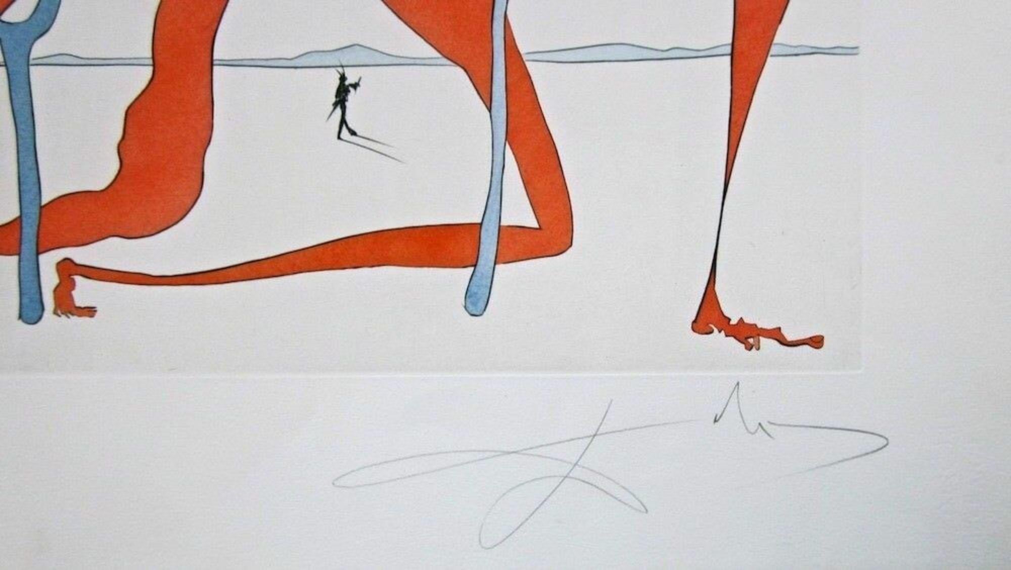 Figure Rouge avec Portrait de Quevedo Ltd Ed Salvador Dali - FULLY AUTHENTICATED - Surrealist Print by Salvador Dalí