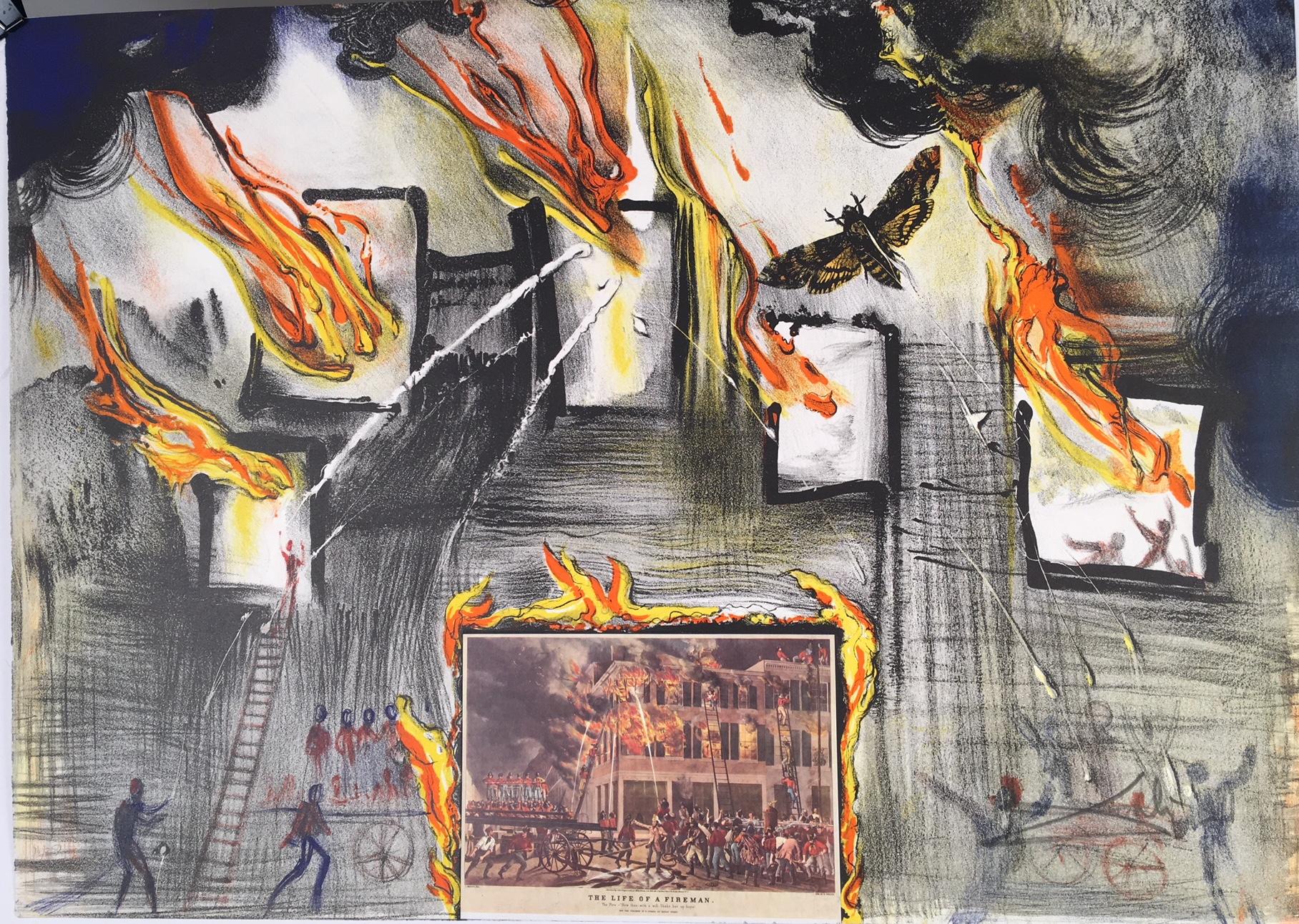 Salvador Dalí Landscape Print - Fire, Fire, Fire