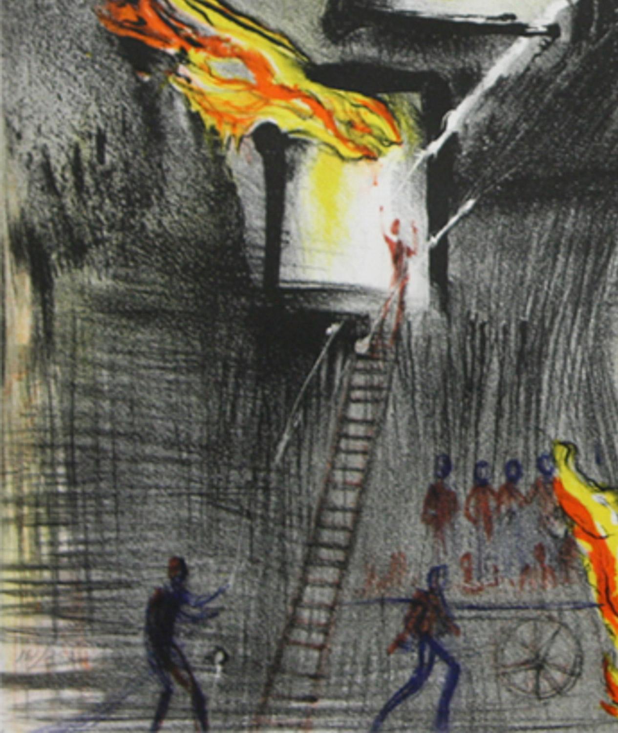 Fire, Fire The World of Currier & Ives (Le monde de Currier & Ives) interprété par Salvador Dali - Surréalisme Print par Salvador Dalí