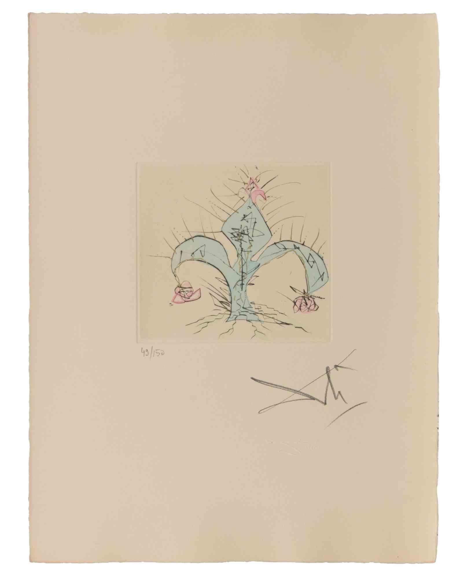 Fleur en Lys - Etching - 1960s - Print by Salvador Dalí
