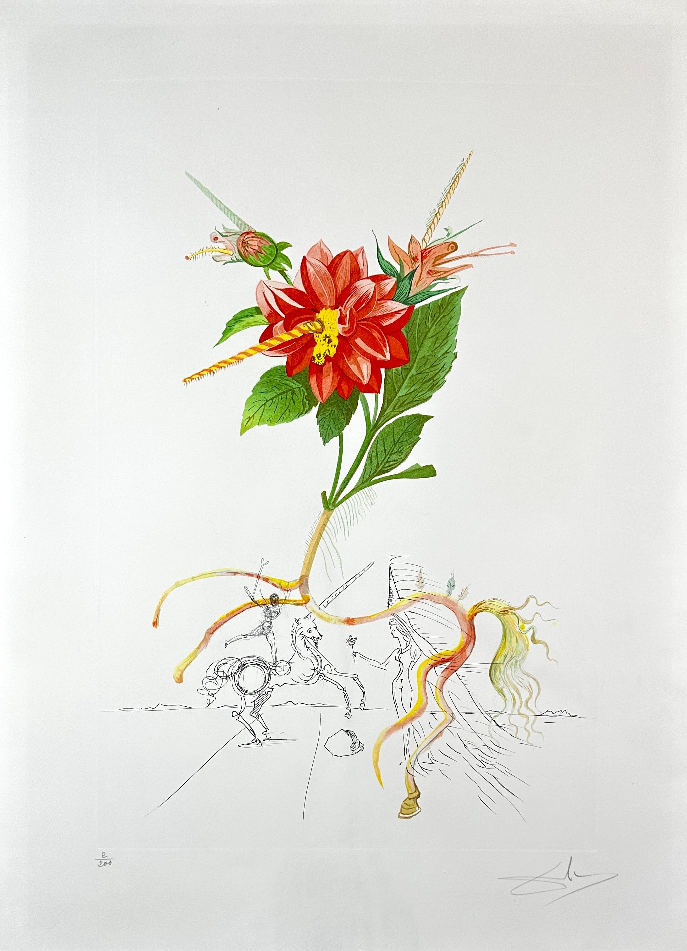 Salvador Dalí Still-Life Print - Flora Dalinae Dahlia unicorns