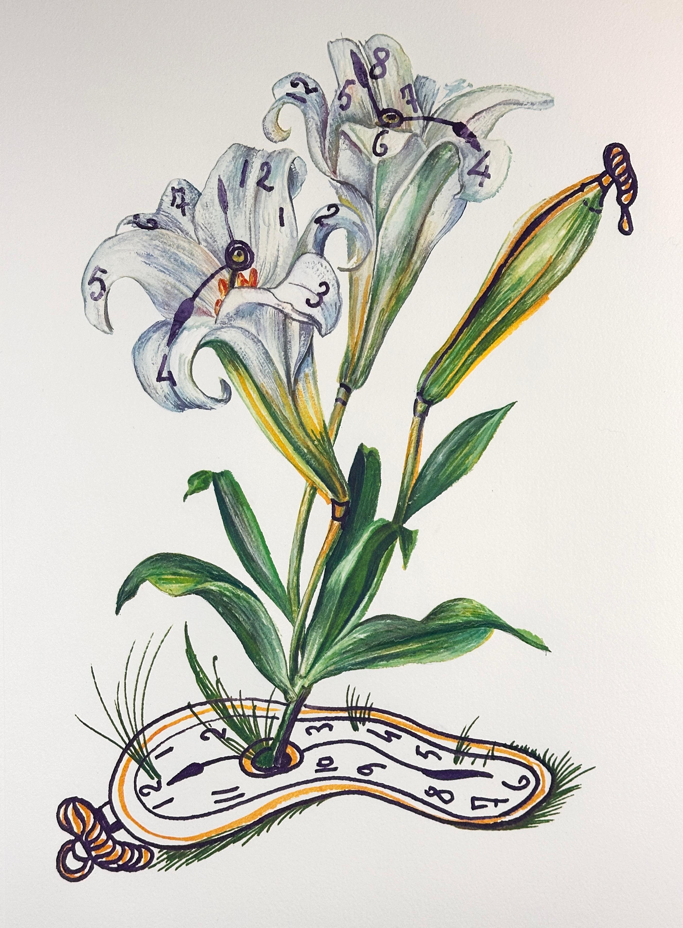 Florals Lilies of Time - Surrealist Print by Salvador Dalí