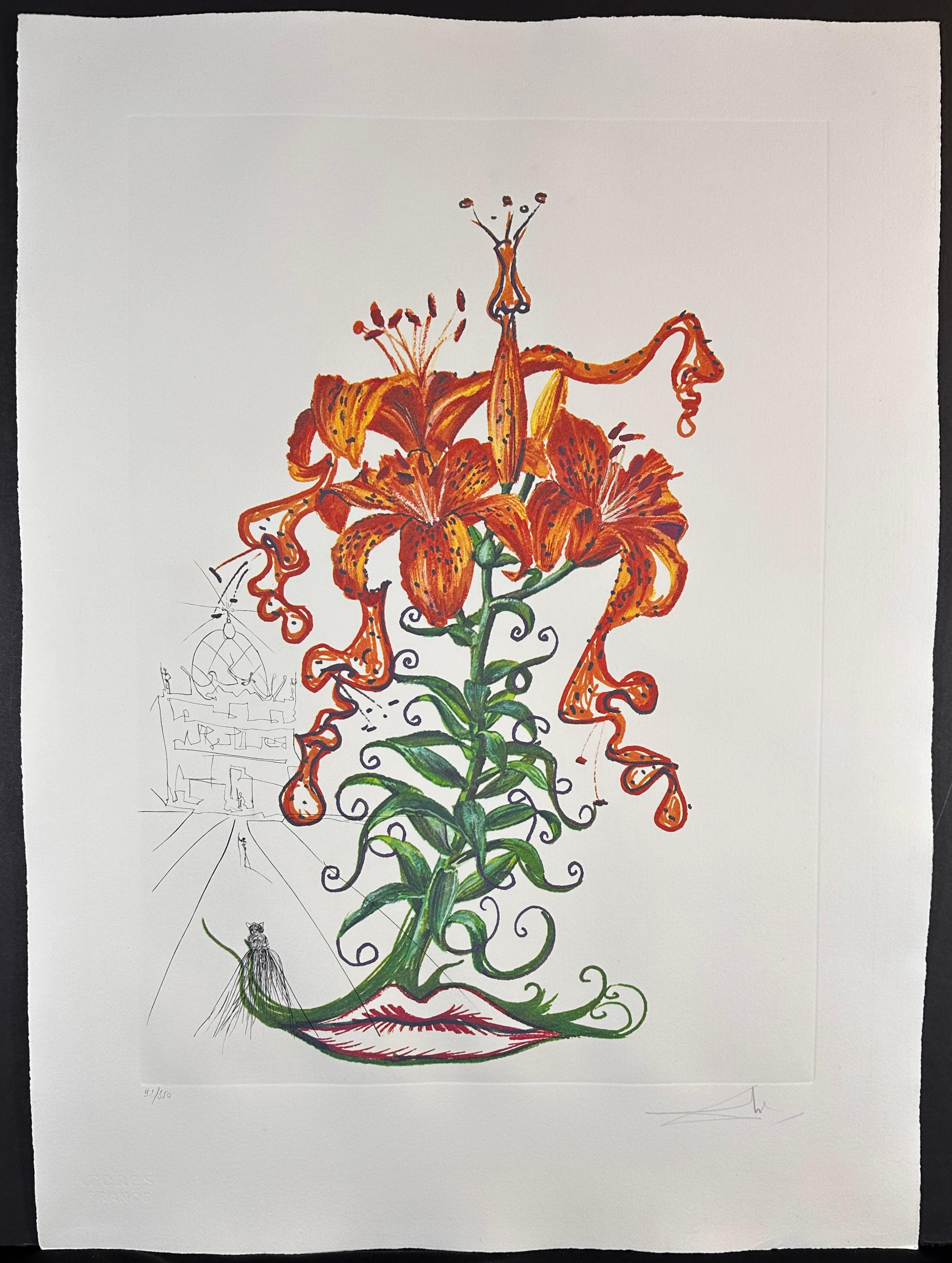 Abstract Print di Salvador Dalí - Fiori Gigli di Tigre