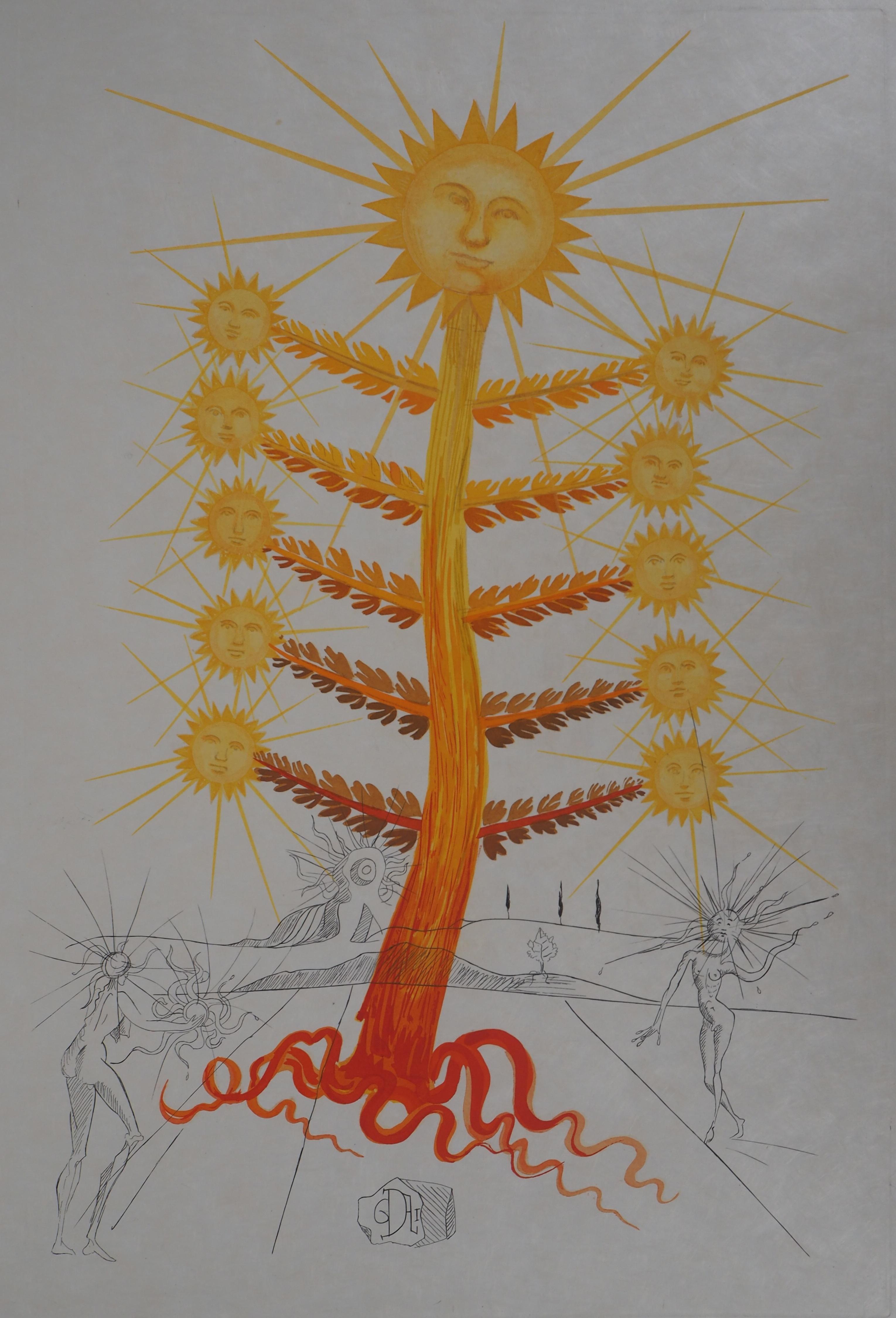 Flordali : Helianthus Solifer (Sun) - Original Etching, Handsigned (Field 68-3E) - Print by Salvador Dalí