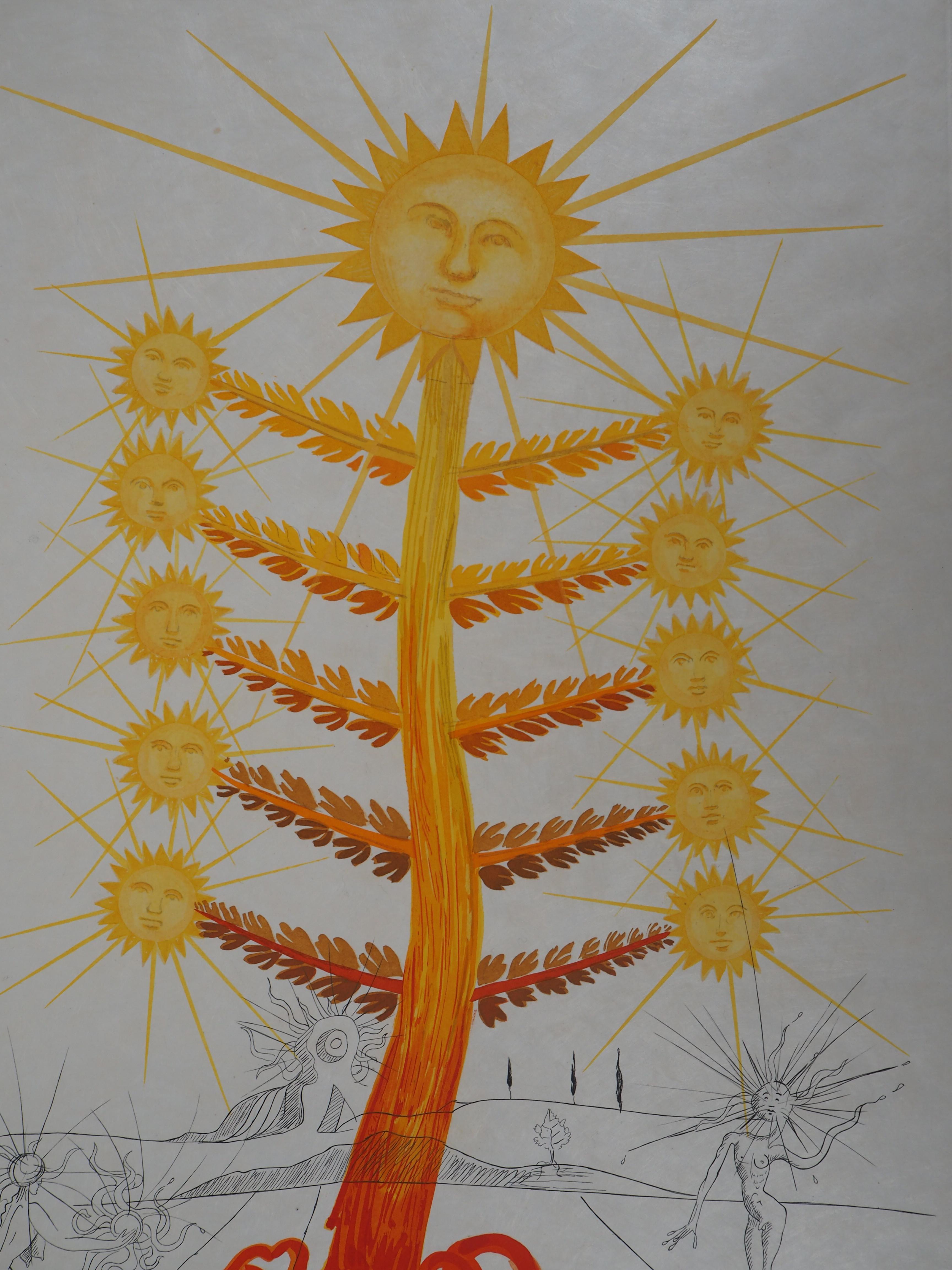 Flordali: Helianthus Solifer (Sonnen) – Original-Radierung, handsigniert (Größe 68-3E) (Surrealismus), Print, von Salvador Dalí