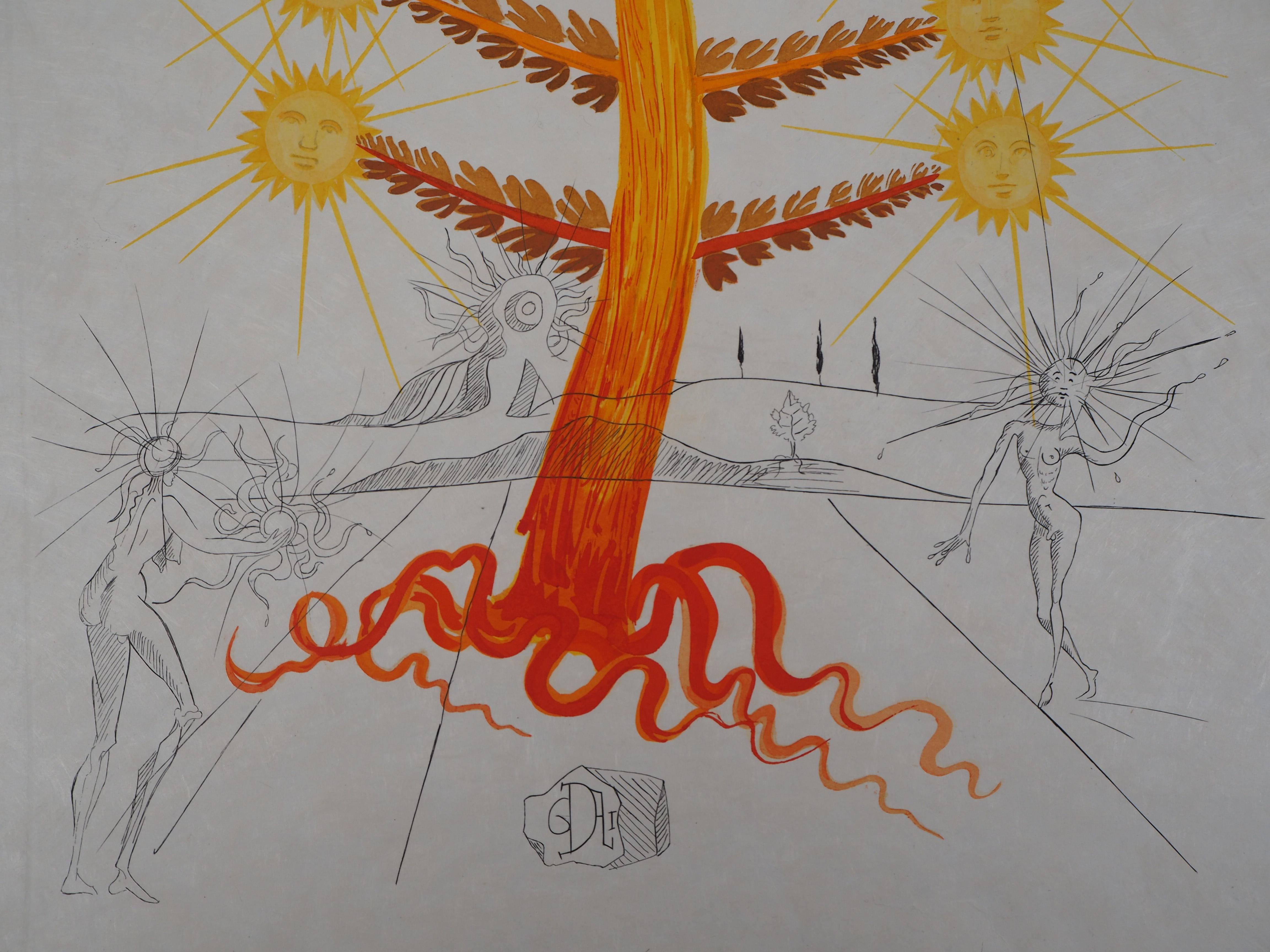 Salvador DALI
Flordali : Helianthus Solifer (Sonne) 

Original Lithographie (Pochoir) und Radierung
Handsigniert mit Bleistift
Nummeriert / 175
Auf Japanpapier 77 x 56 cm (ca. 31 x 22 Zoll)

REFERENZEN : 
- Katalog für das Sachgebiet 68-3E
-