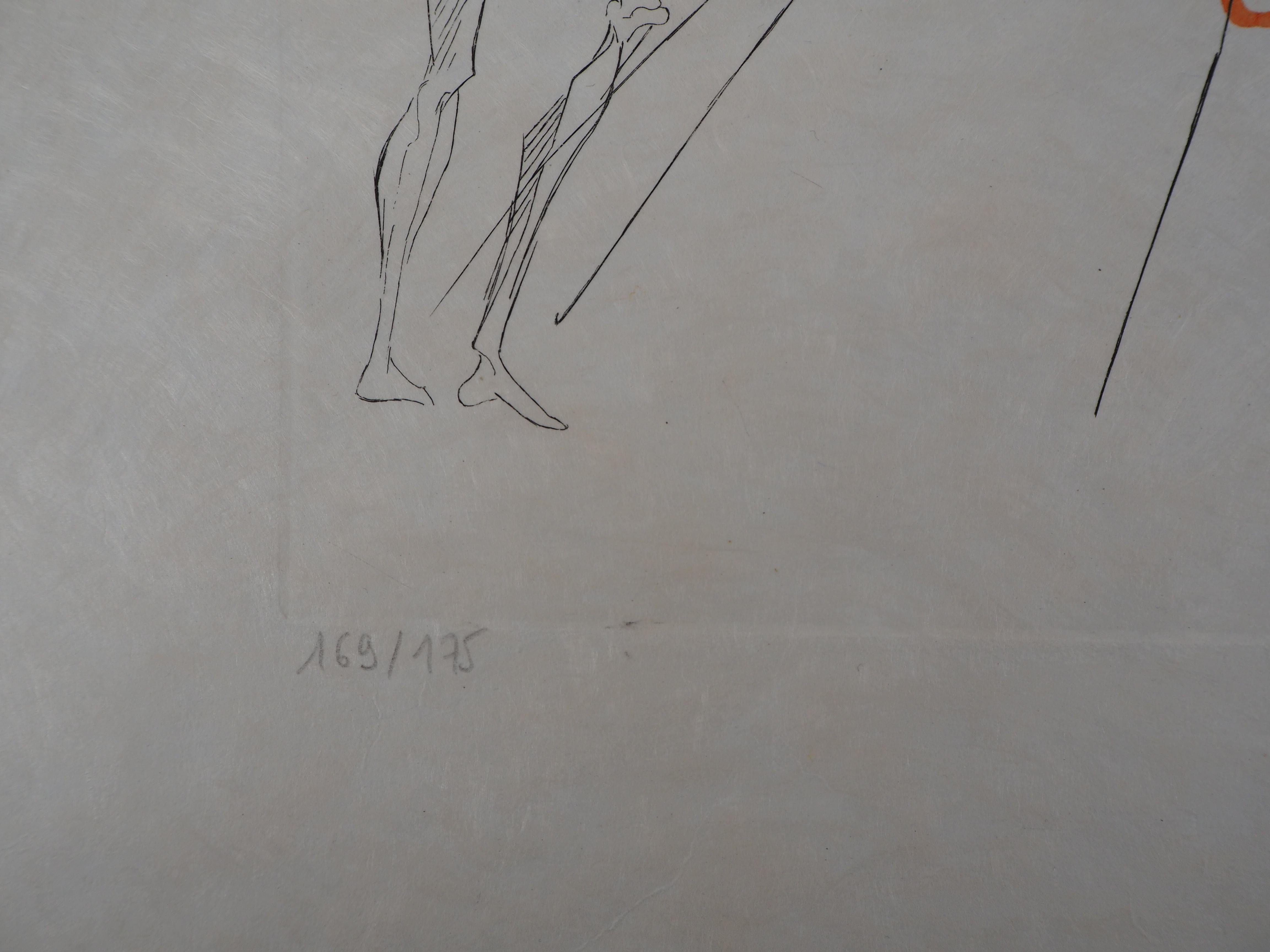 Flordali : Helianthus Solifer (Sun) - Original Etching, Handsigned (Field 68-3E) - Gray Figurative Print by Salvador Dalí
