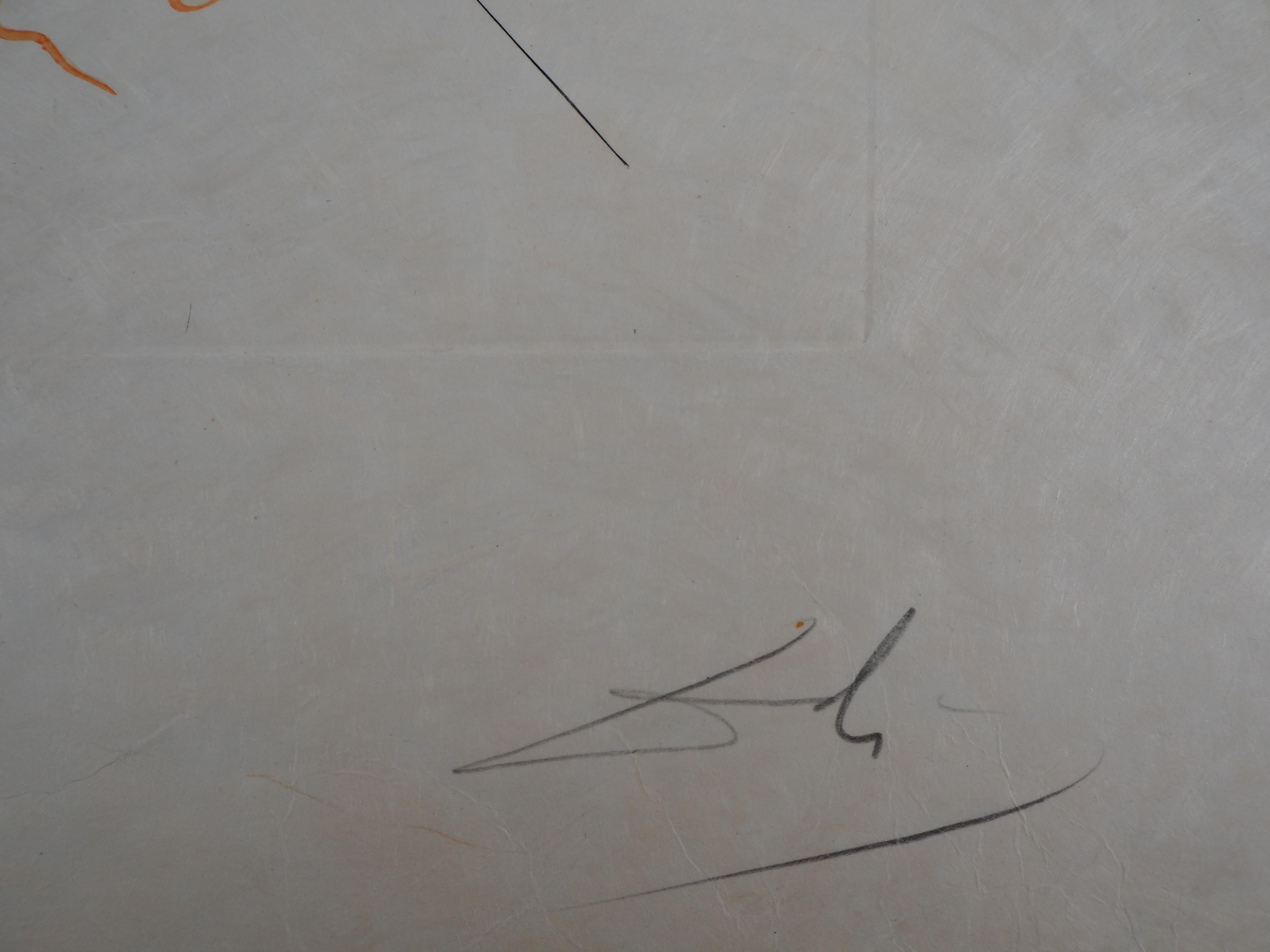 Salvador DALI
Flordali : Helianthus Solifer (Sun) 

Original Lithograph (pochoir) and Etching
Handsigned in pencil
Numbered / 175
On Japan paper 77 x 56 cm (c. 31 x 22 inch)

REFERENCES : 
- Catalog raisonne Field 68-3E
- Catalog raisonne Michel &