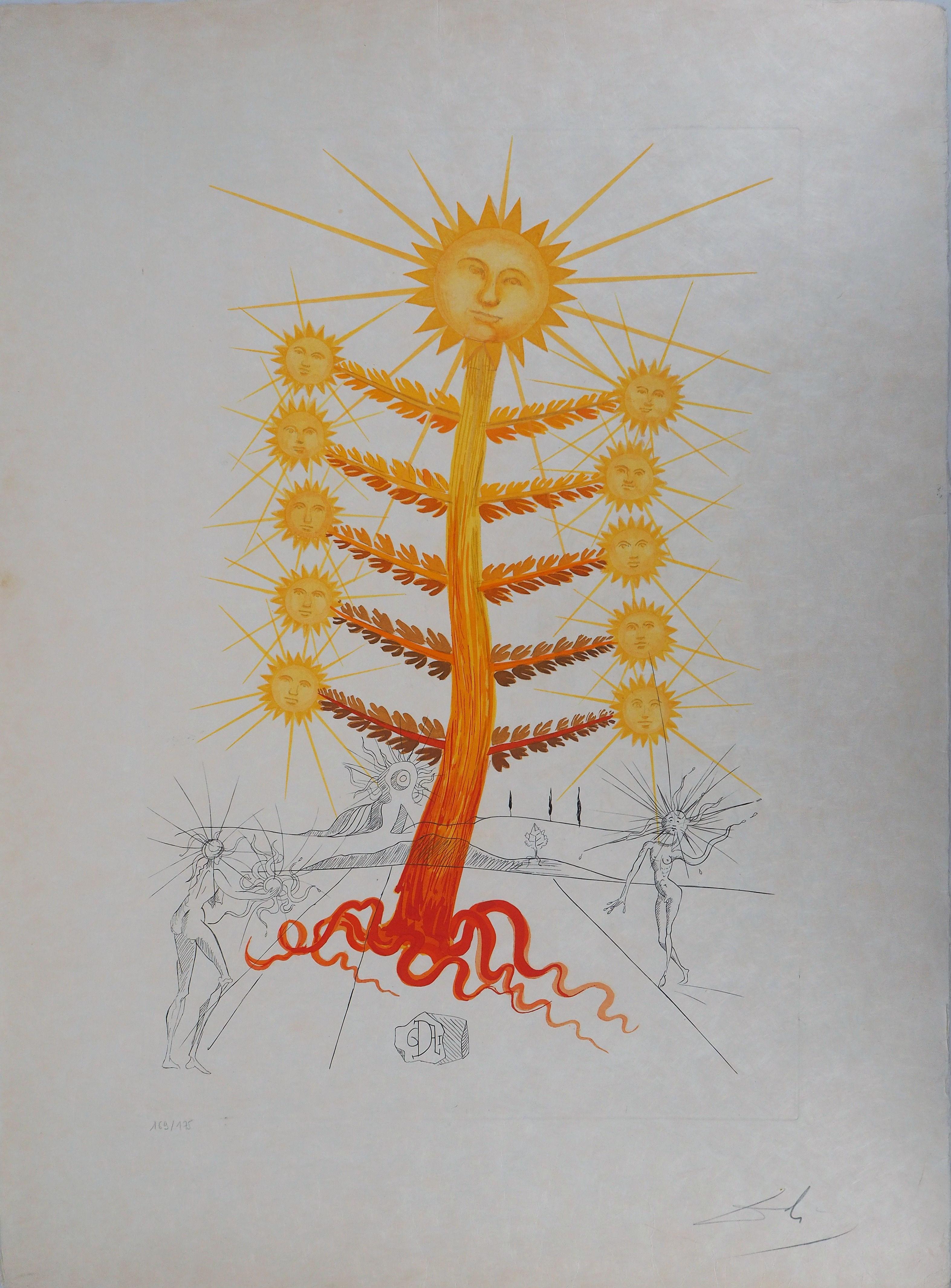 Salvador Dalí Figurative Print - Flordali : Helianthus Solifer (Sun) - Original Etching, Handsigned (Field 68-3E)