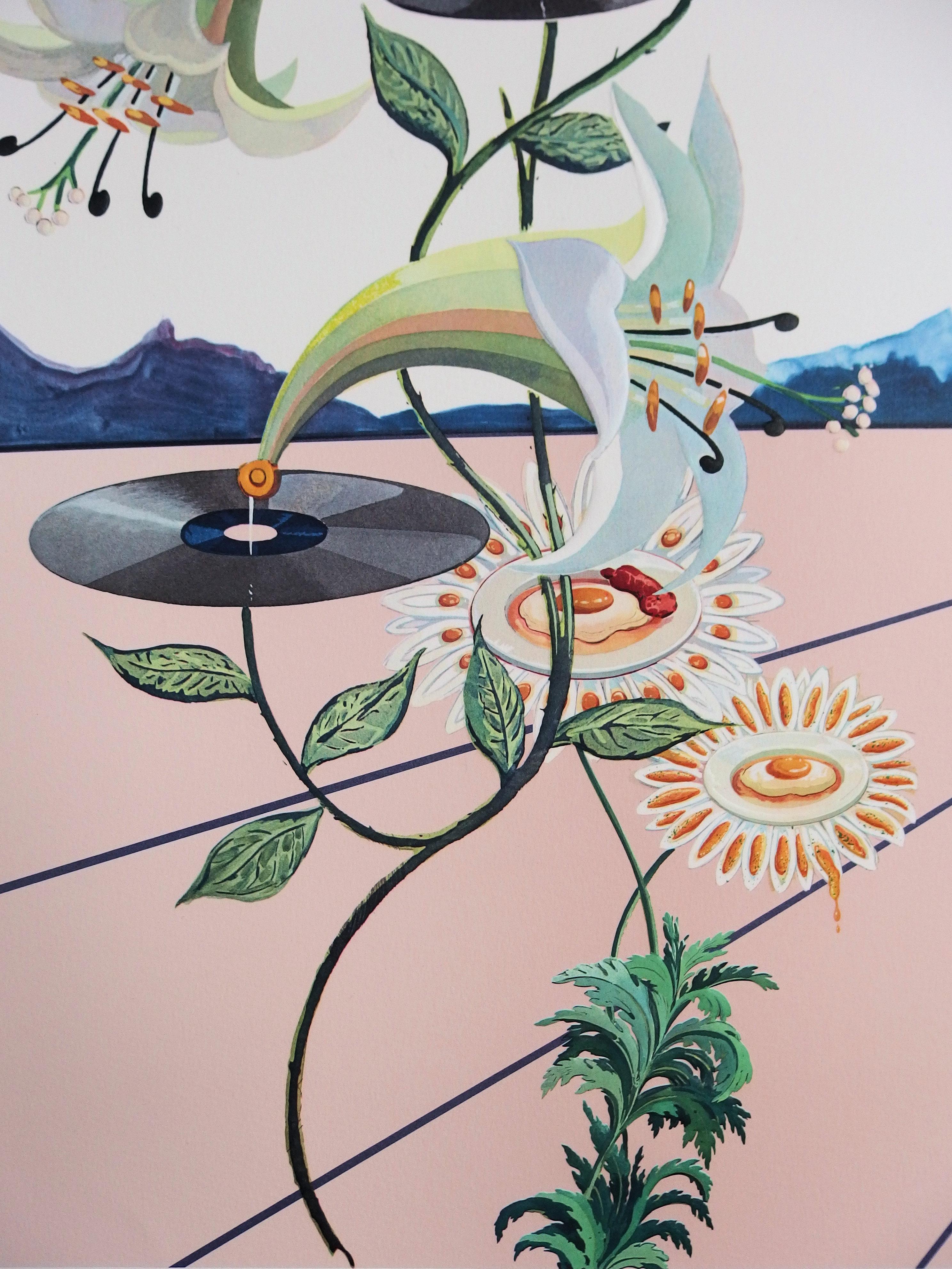 Flordali I - Original Lithograph - 1981 (Field page 233) - Gray Figurative Print by Salvador Dalí