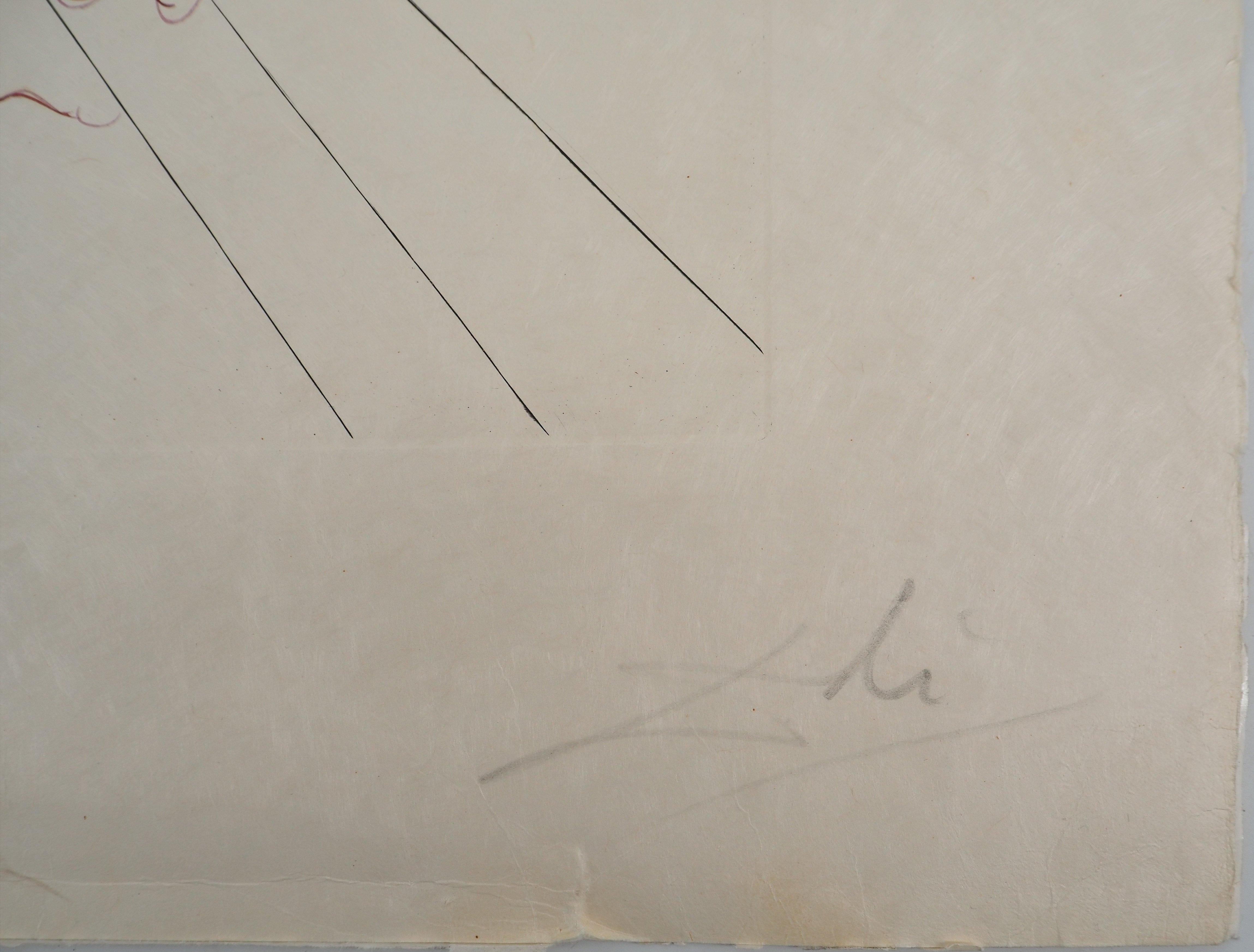 Flordali : Luna Geminata (Moon) - Original Etching, Handsigned (Field 68-3F) - Surrealist Print by Salvador Dalí