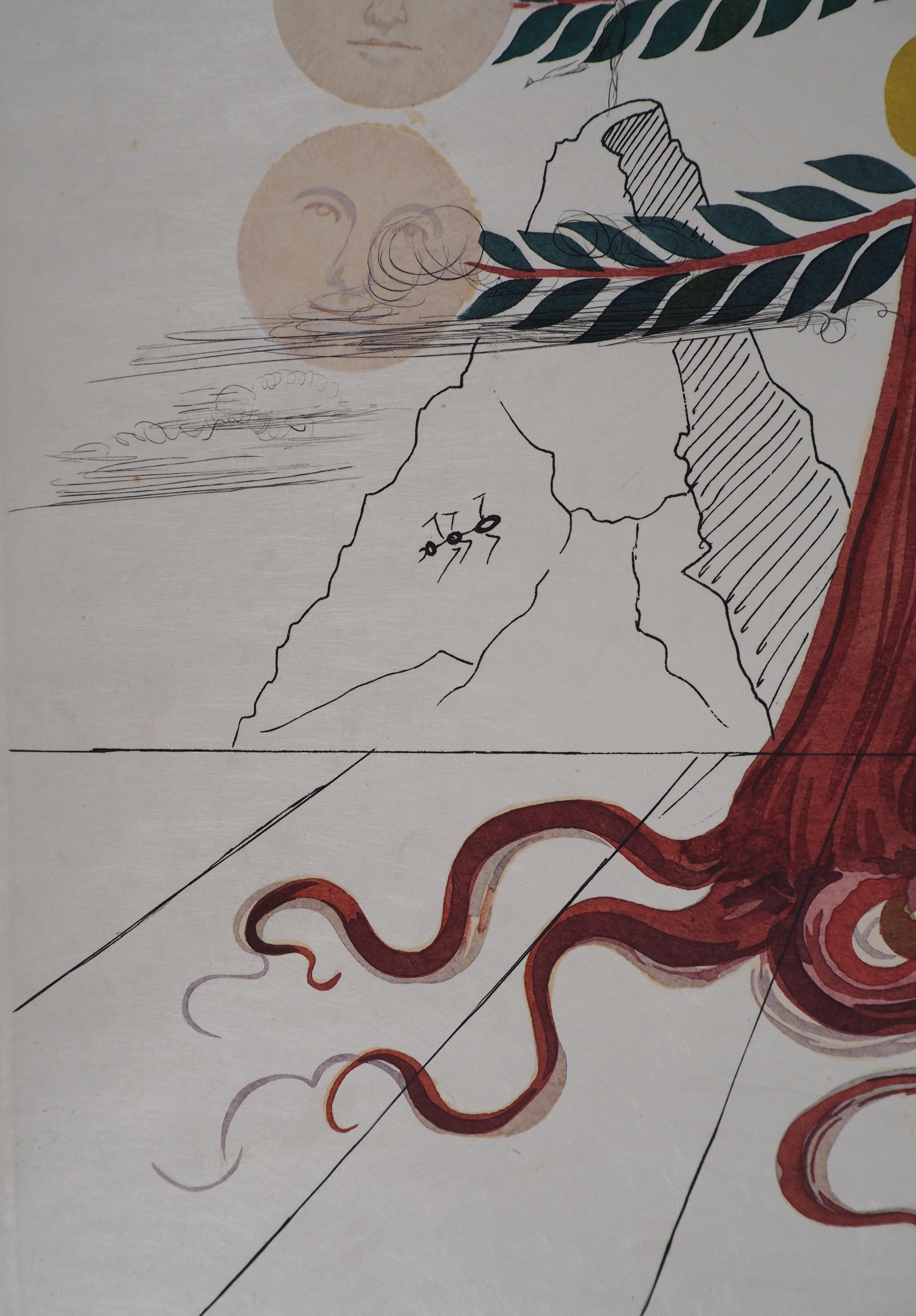 Flordali : Luna Geminata (Moon) - Original Etching, Handsigned (Field 68-3F) For Sale 1