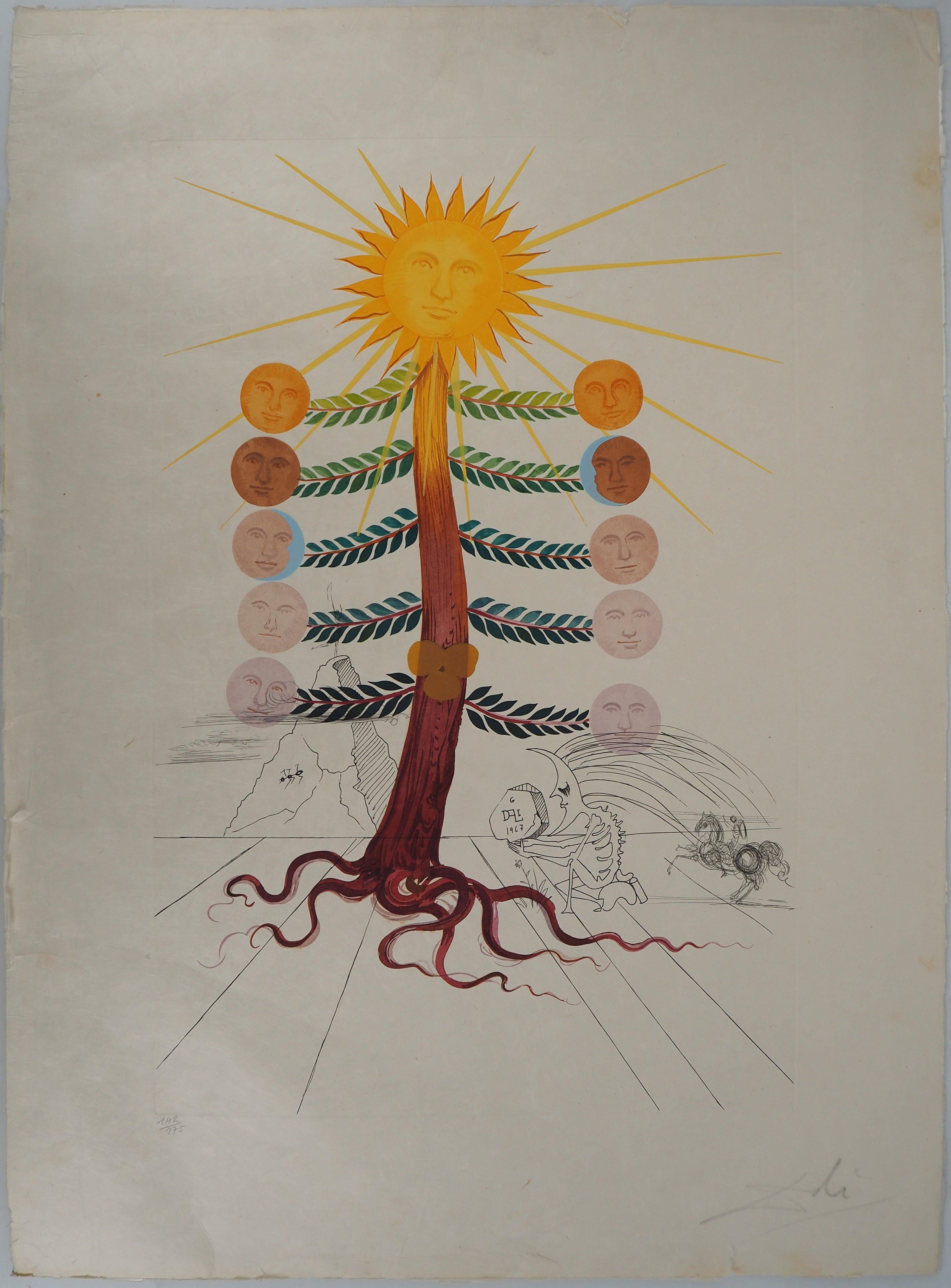 Salvador Dalí Figurative Print - Flordali : Luna Geminata (Moon) - Original Etching, Handsigned (Field 68-3F)