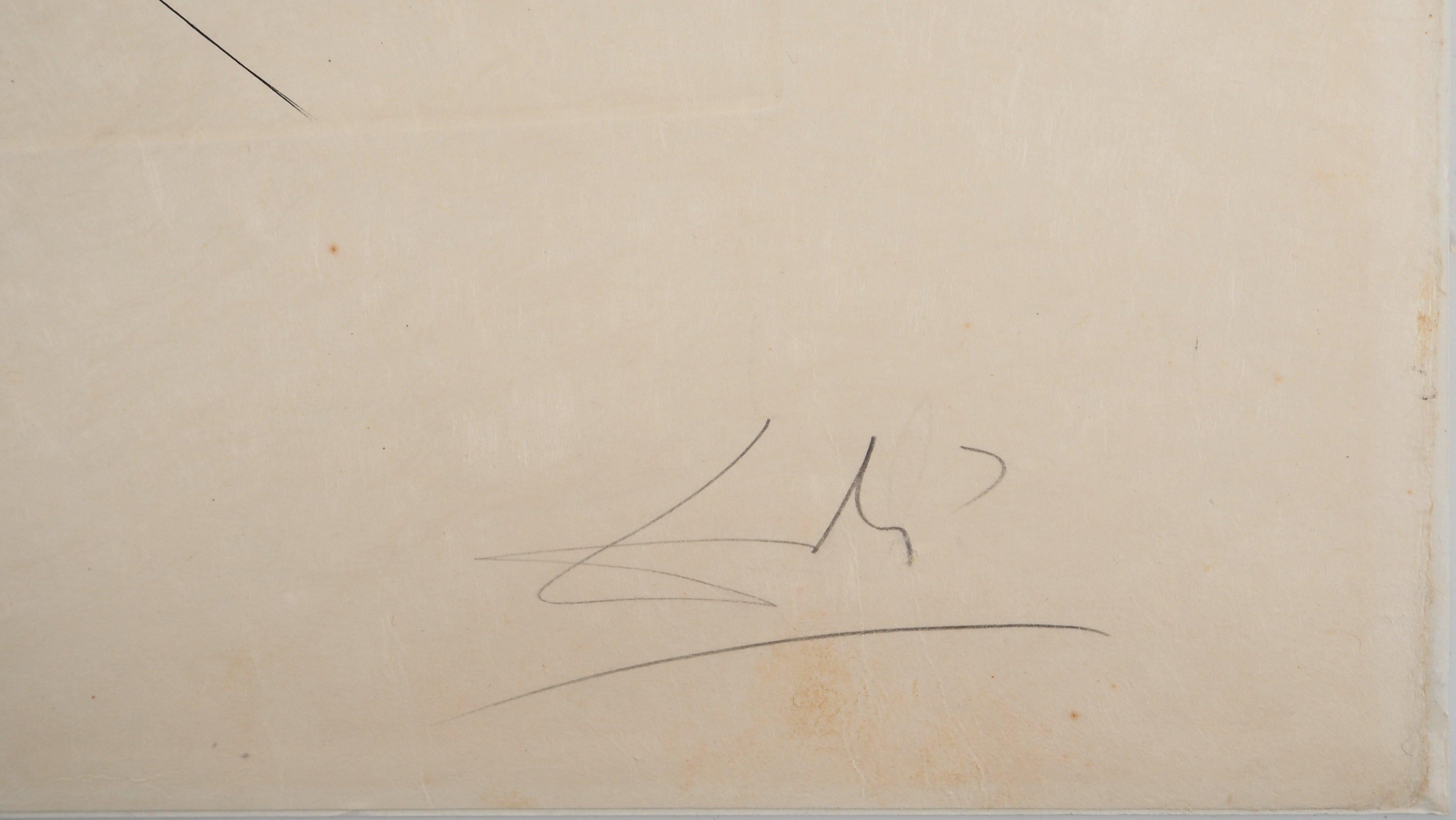 Flordali : Albero surreale, dita e labbra - Acquaforte originale firmata (Campo #68-3I) - Print di Salvador Dalí