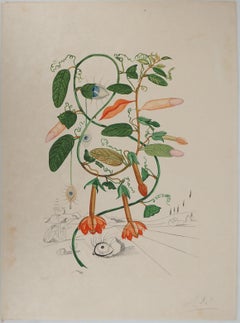 Flordali : Árbol surrealista, dedos y labios - Grabado original firmado (Campo #68-3I)