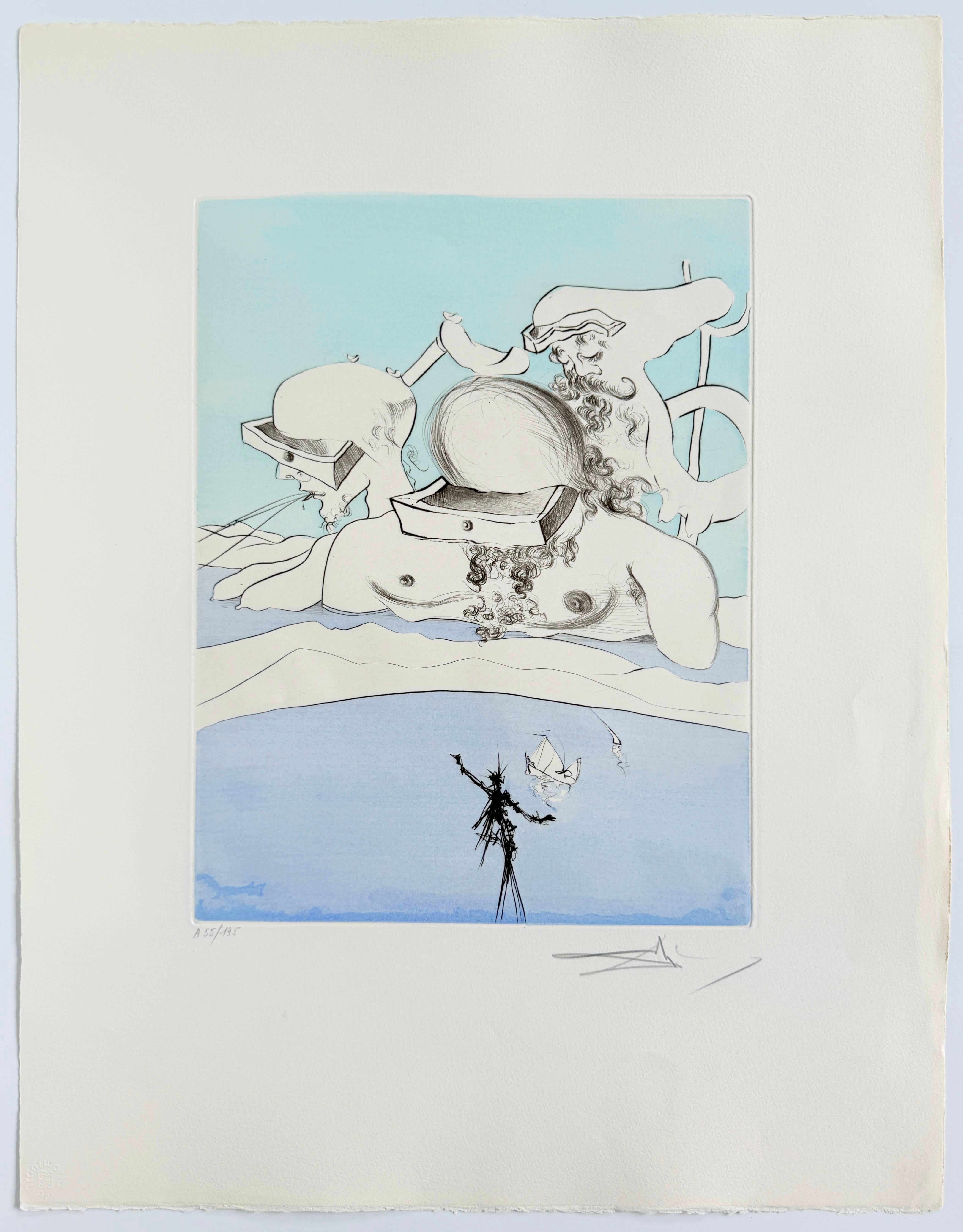 Salvador Dali (1904-1989) - Mis à l'écart comme un clochard par les grands de ce monde

Gravure à la pointe sèche avec pochoir de 1973.

Edition A 55/195 sur papier Arches.

Dimensions de l'œuvre : 65,4 x 50,4 cm

Éditeur : Transworld Art, Fribourg,