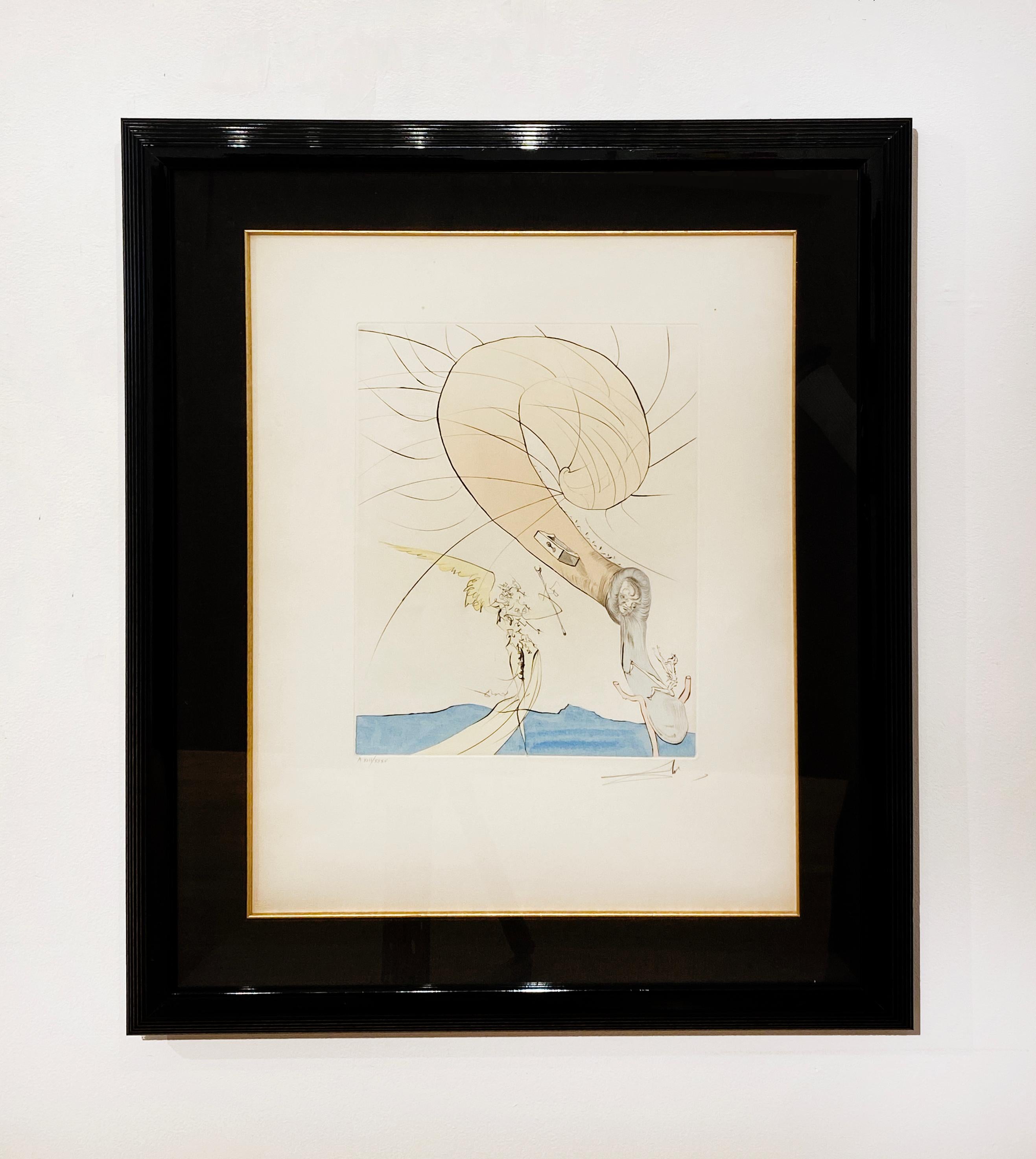Freud mit Schneckenkopf (Surrealismus), Print, von Salvador Dalí